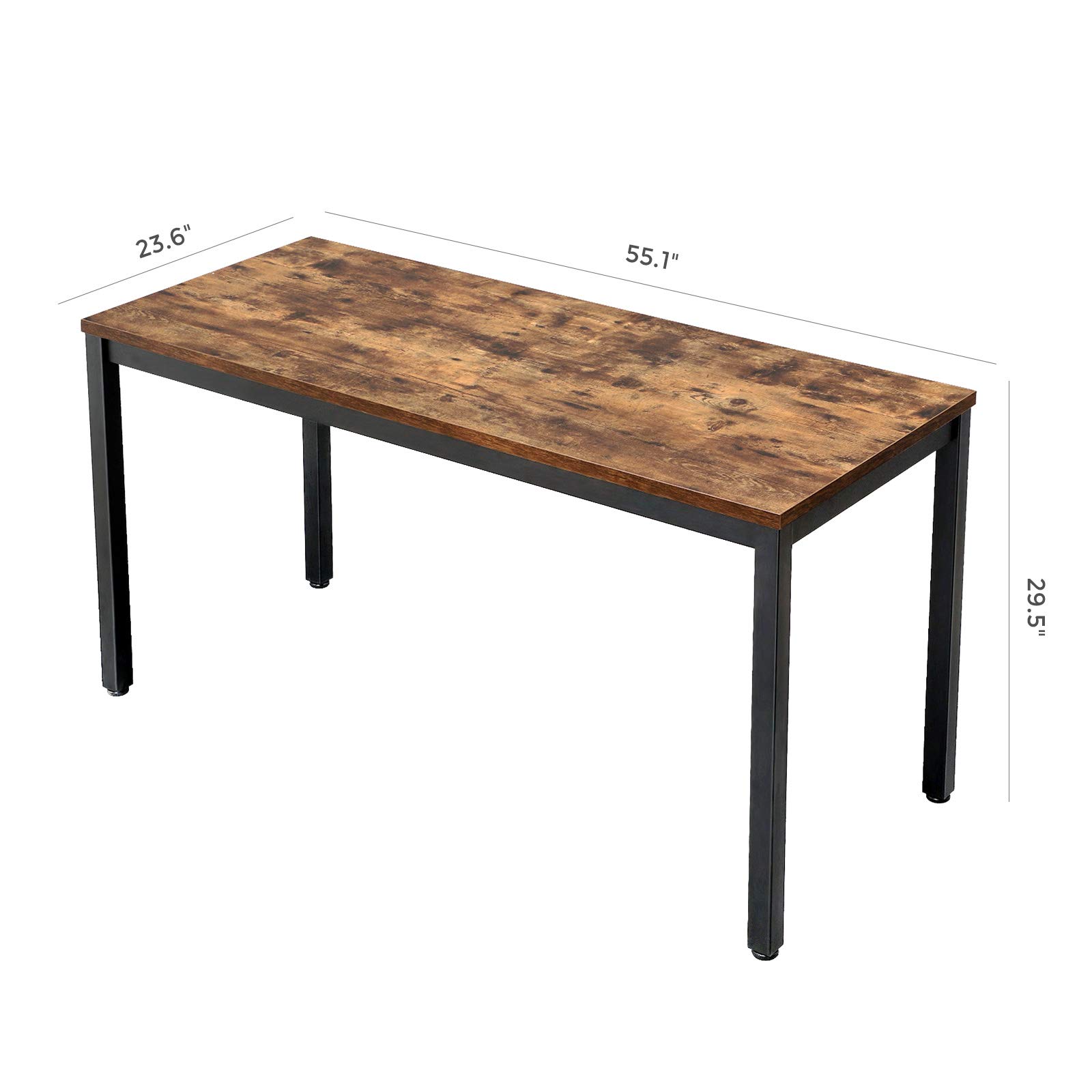 VASAGLE 55 Inch Industrial Computer Desk, Rustic Brown Writing Desk with Sturdy Metal Frame - Easy to Assemble Home Office Desk for Laptop, Study, Living Room | Perfect for Remote Work, Gaming & Small Spaces