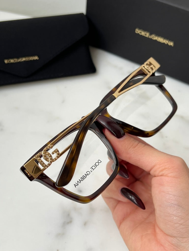 Dolce & Gabbana DG3376B Oversized Brown Strass Sunglasses - Fashionable Statement Glasses for Women, Perfect for Beach, Vacation & Everyday Wear