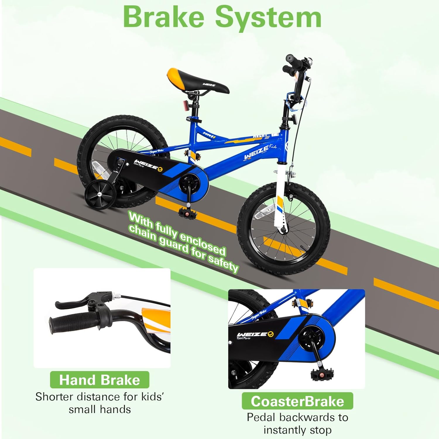 WEIZE 14 20 Inch Kids Bike for Boys & Girls Ages 3-12 Years | Children's Bicycle with Coaster Brake | Height 35-60 Inch | Blue | Perfect for Neighborhood Rides & Outdoor Adventures