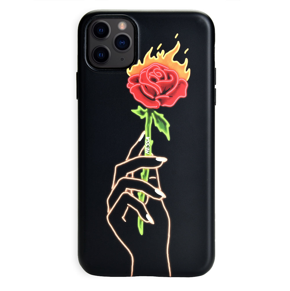 Trendy Neon Rose iPhone Case by Nessa - Stylish Protective Cover for iPhone 11/12/13/14/15 Pro Max - Perfect for Everyday Use, Parties & Social Media Photos