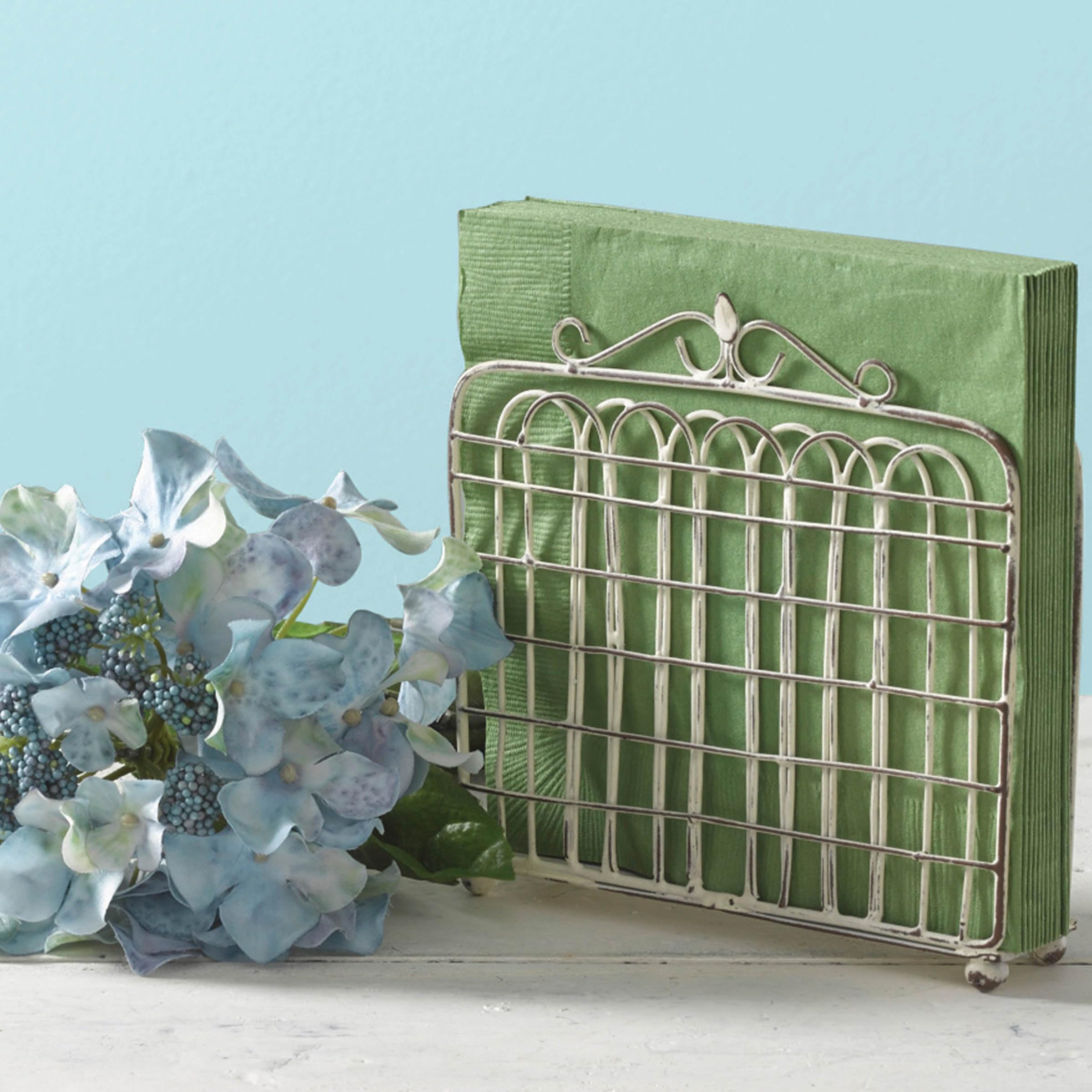 Park Designs Garden Gate Napkin Holder - Cream Ceramic Tableware for Kitchen, Dining Room, and Outdoor Picnics - Perfect for Home Decor and Entertaining Guests