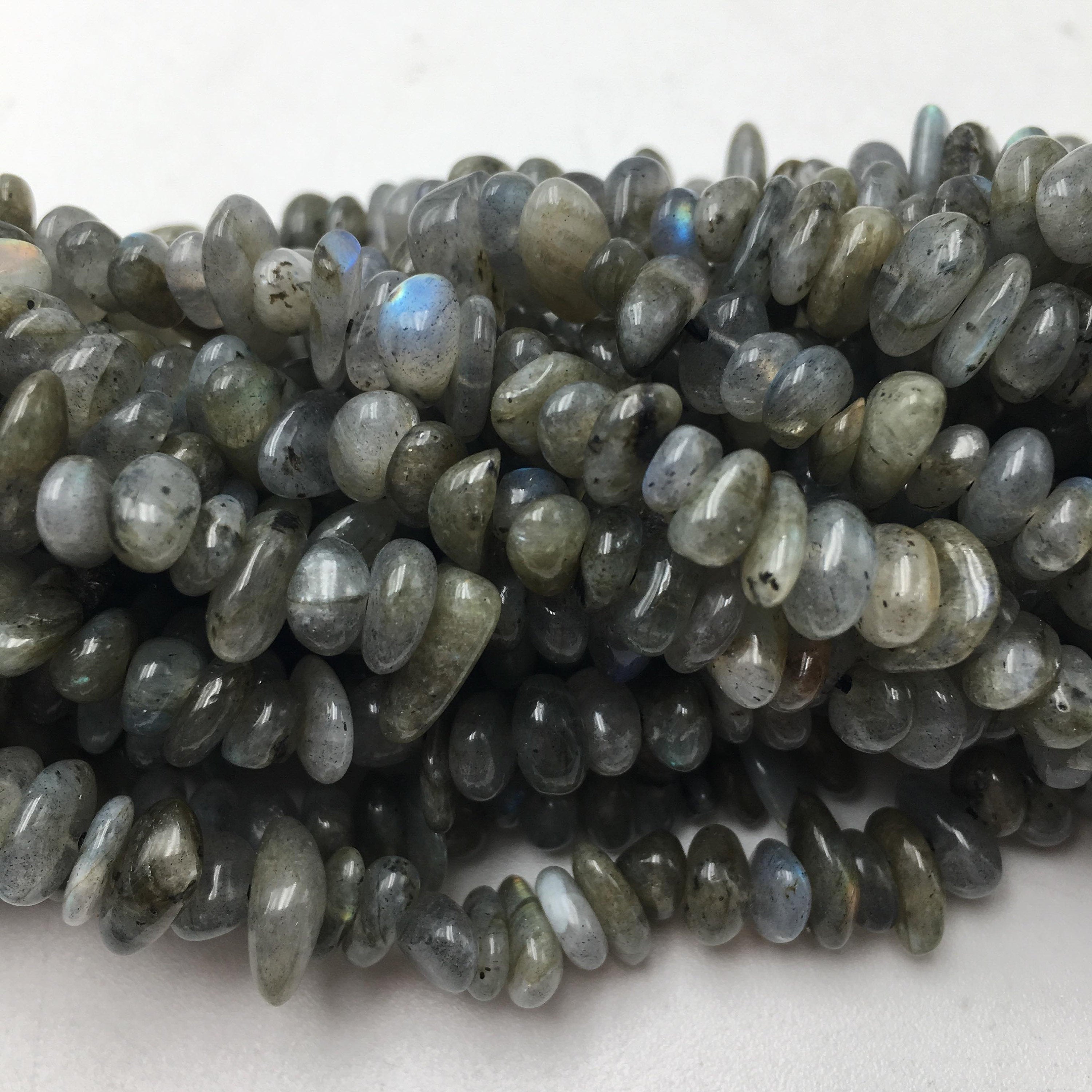 Natural Labradorite Gemstone Beads - 7-10mm Center Drill Pebble Nugget Chips (15.5 Inch Strand) for Jewelry Making, DIY Crafts & Healing Crystal Bracelets