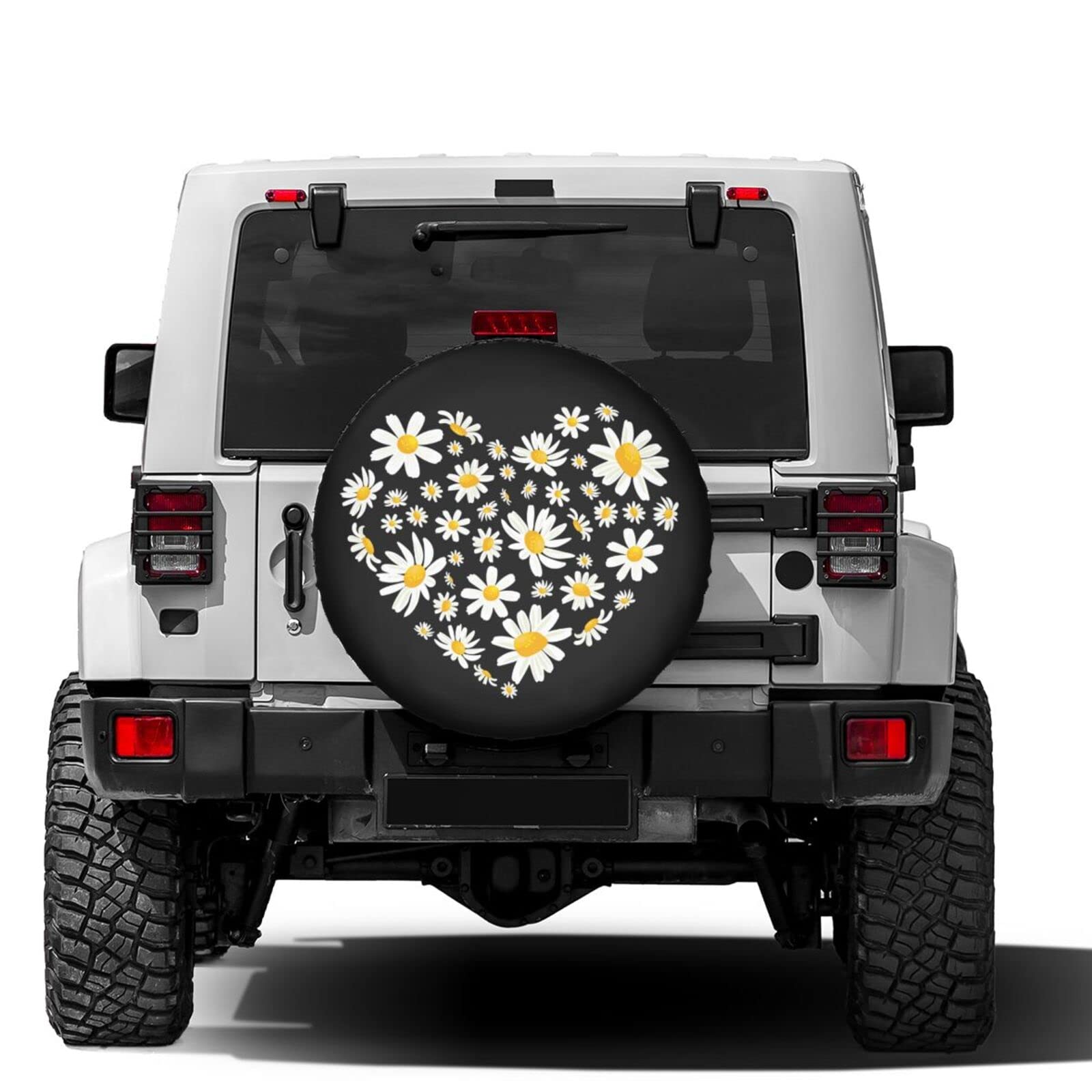 Love Daisy Flowers Spare Tire Cover - 16 Inch Dust-Proof Wheel Protector for Trailers, RVs, SUVs & Vehicles | Outdoor Travel Accessory