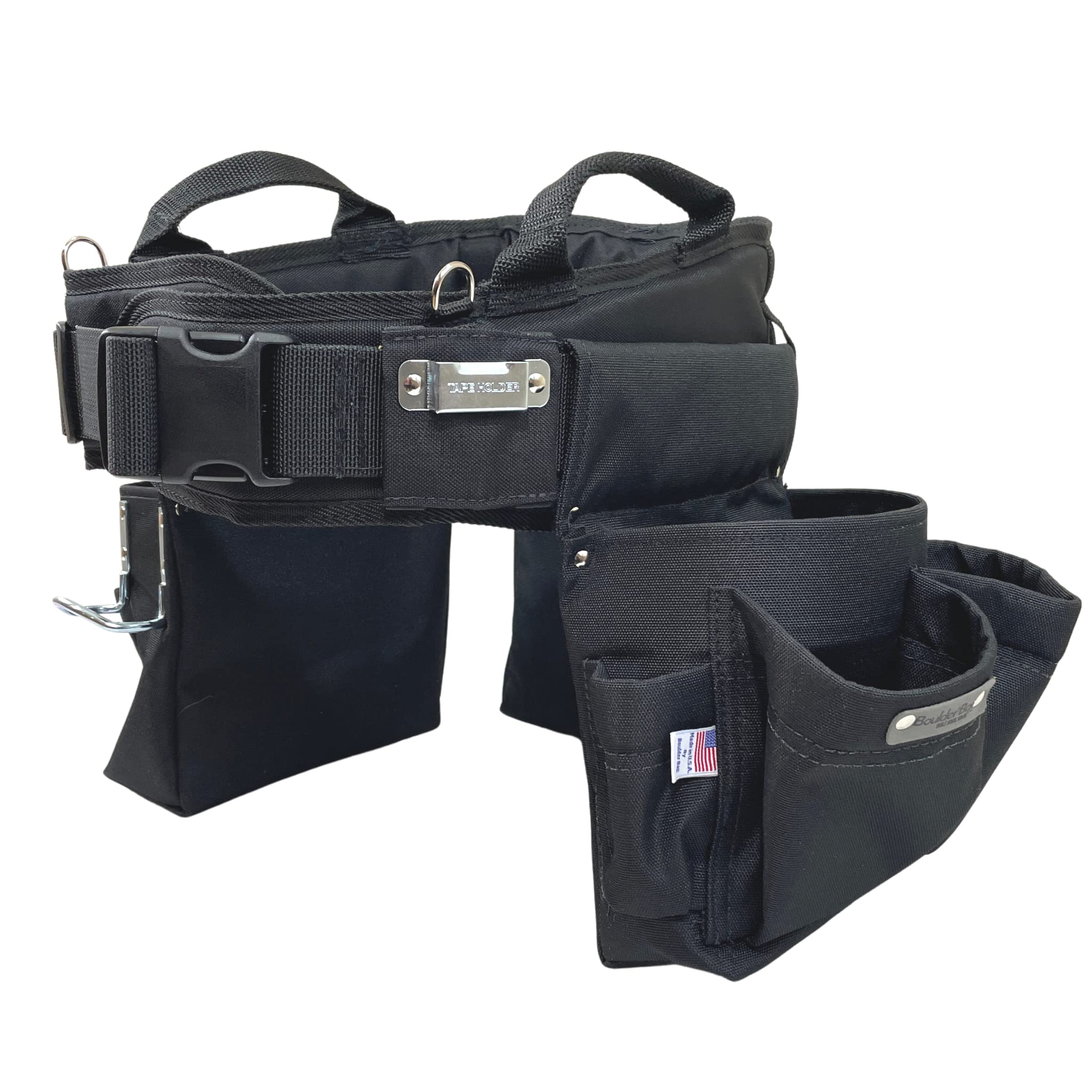 BOULDER BAG Ultimate Carpenter MAX Triple Combo Tool Belt with Comfort Back Support & Quick Release Buckle - Heavy Duty Construction Tool Bag for Professionals (Black, Small 24-27 Inches) | Made in USA | Perfect for Carpentry, Roofing & Construction Work