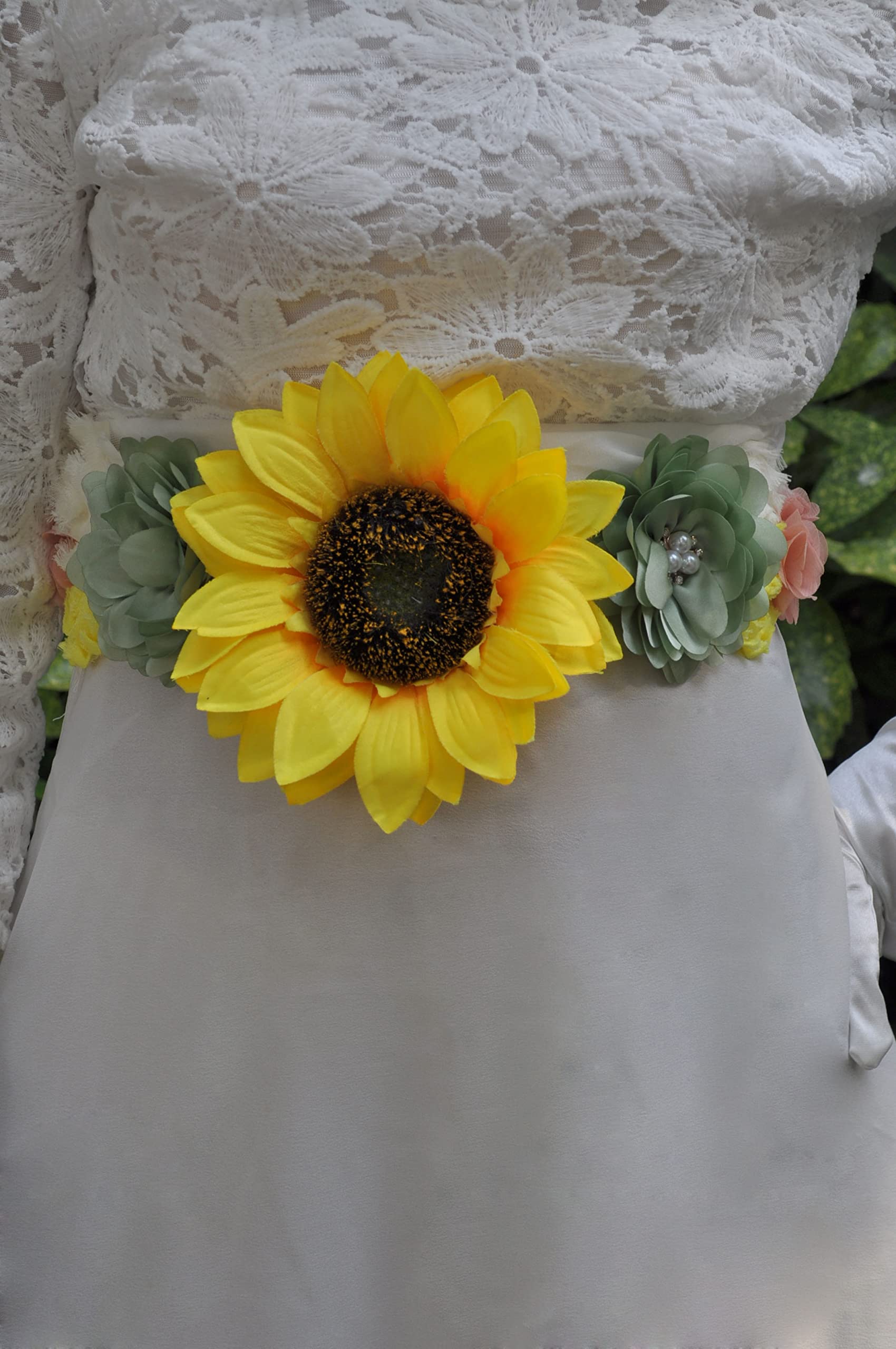 Sunflower Baby Shower Sash for Gender Reveal - Maternity Pregnancy Belly Band for Boy or Girl Announcement - Perfect for Baby Showers, Gender Reveal Parties & Maternity Photos