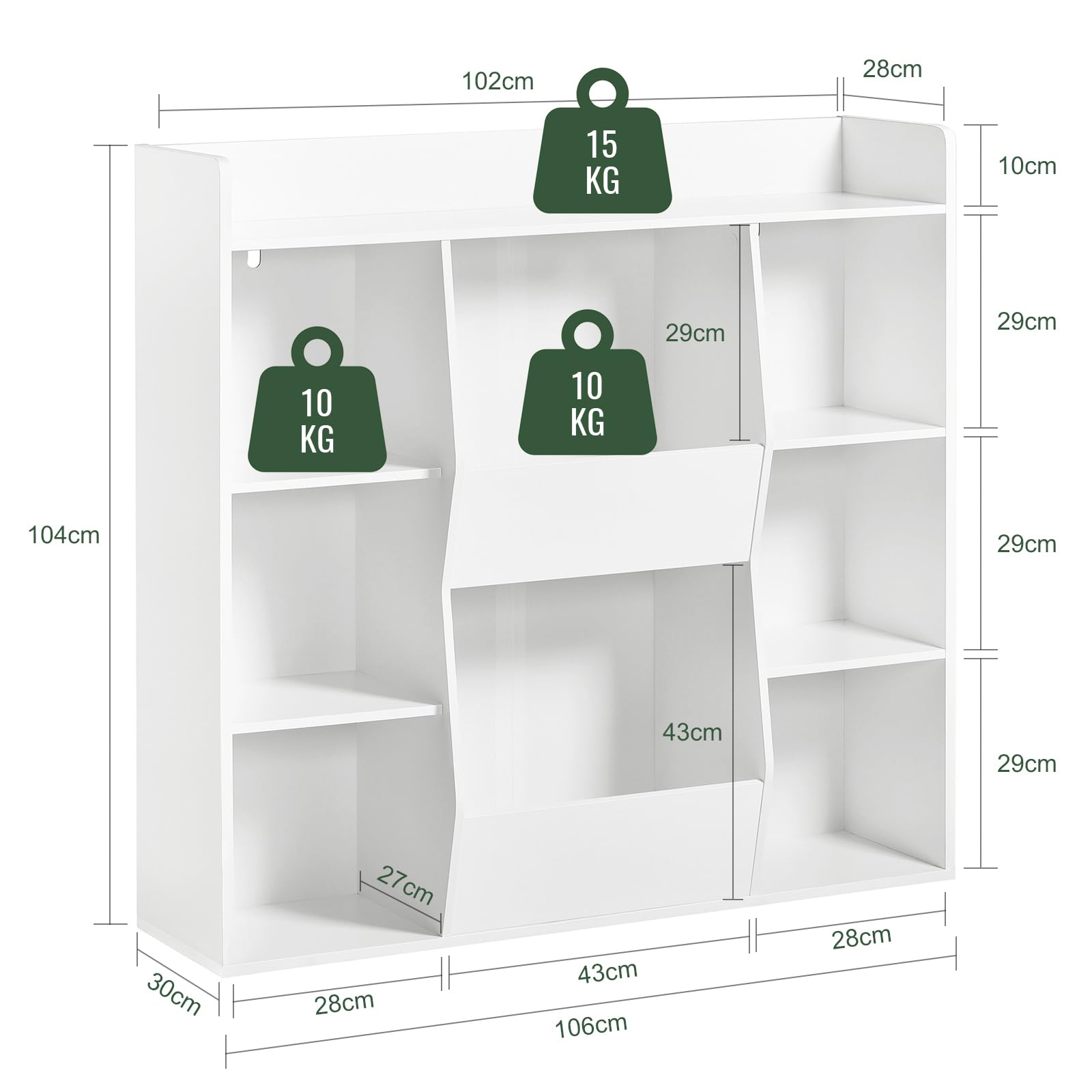 SoBuy Kids Bookcase with 8 Storage Compartments - Children's Bookshelf & Toy Organizer for Bedroom, Playroom, or Classroom - Sturdy Wooden Storage Shelf for Books, Toys, and Display Items