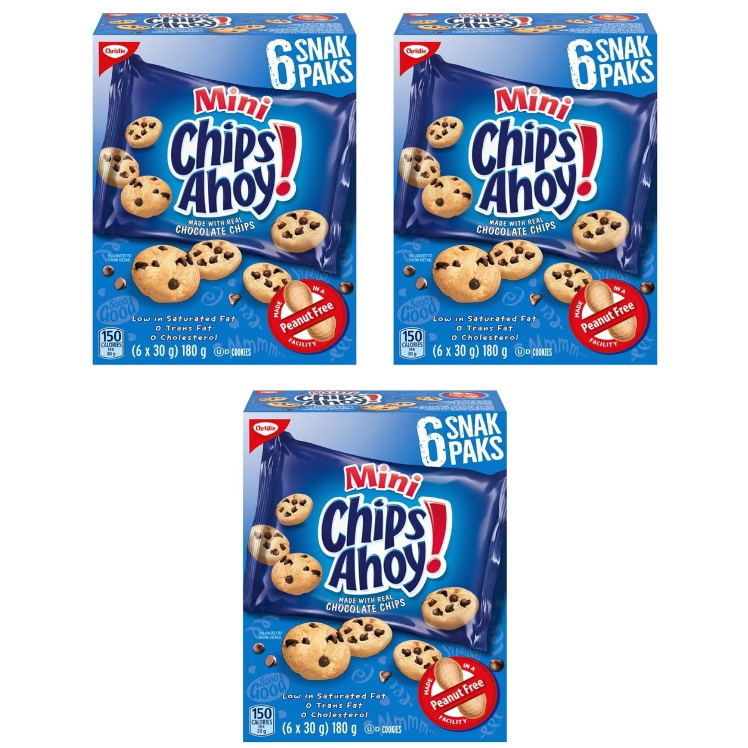 Original Mini Chips Ahoy! Cookies - 180g/6.3oz (Pack of 3) | Perfect School Snacks, Lunch Box Treats & After-School Snacks | Crunchy Chocolate Chip Cookies Shipped from Canada