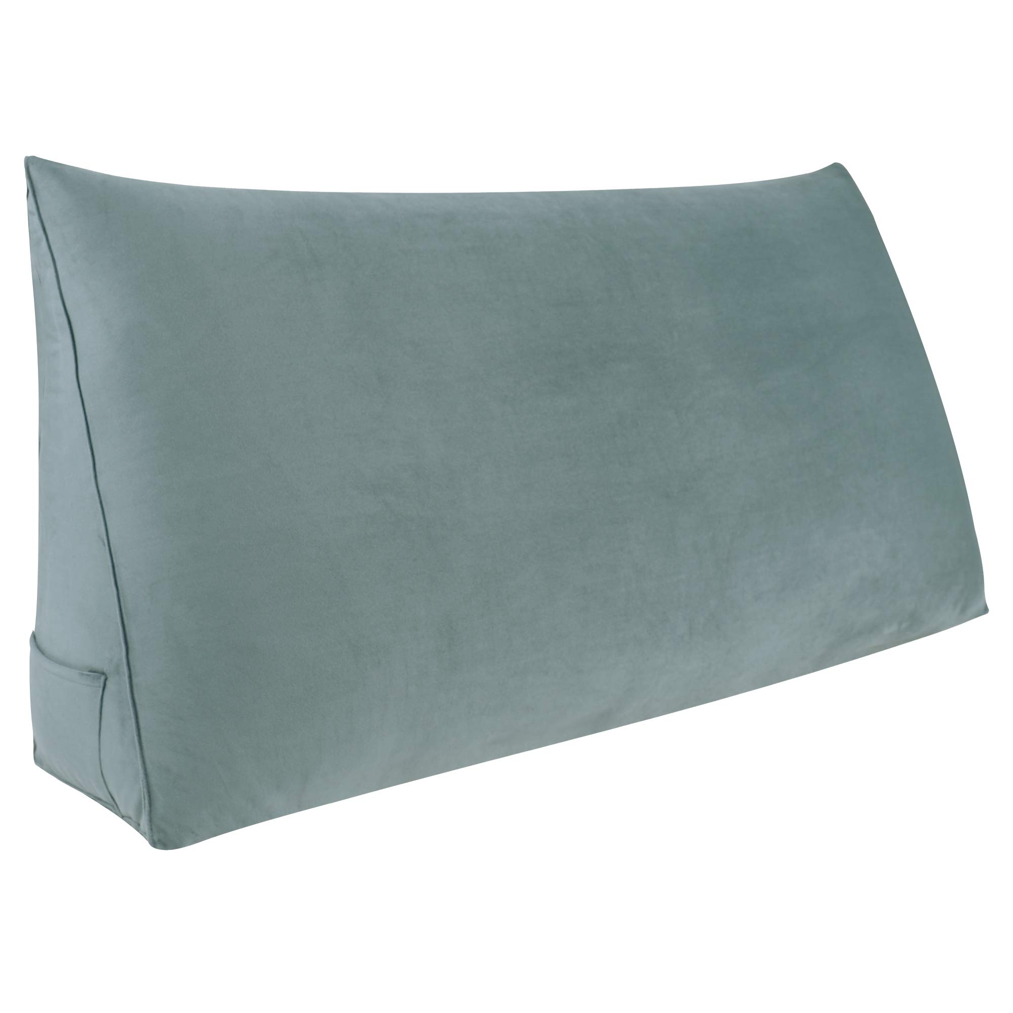 Johnear Velvet Headboard Pillow - Large Triangular Wedge Pillow for Bed Support, Backrest & Lumbar Cushion with Removable Cover - Perfect for Reading, Resting & Positioning in Bed or Sofa