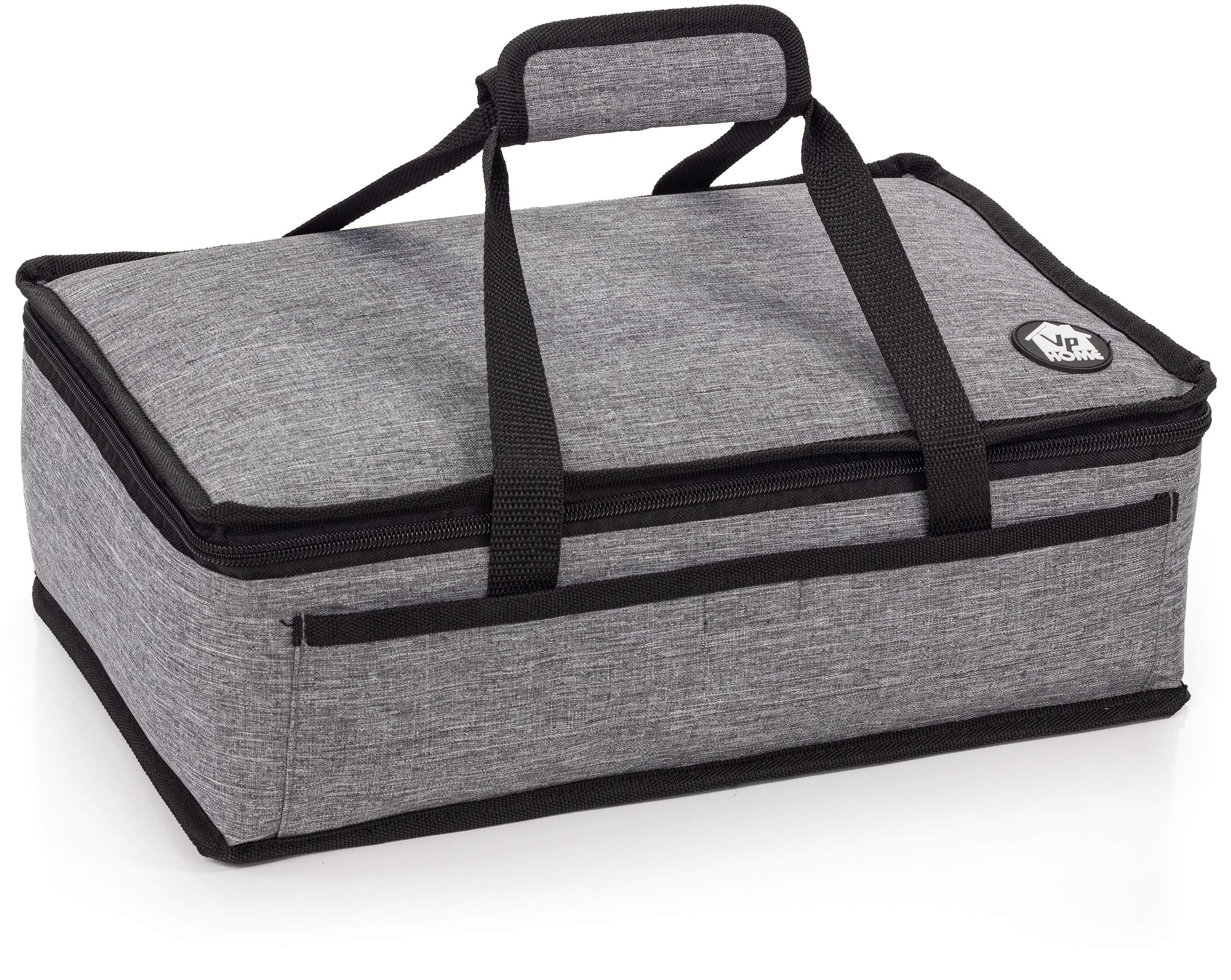 VP Home Insulated Casserole Carrier Bag - Portable Thermal Food Container for Hot & Cold Dishes - Perfect for Potlucks, Picnics & Travel (Heather Gray)