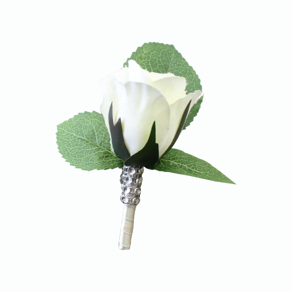 Handcrafted Ivory Rosebud Boutonniere - Artificial Flower Keepsake with Pearl Headed Pin - Perfect for Weddings, Prom & Special Occasions