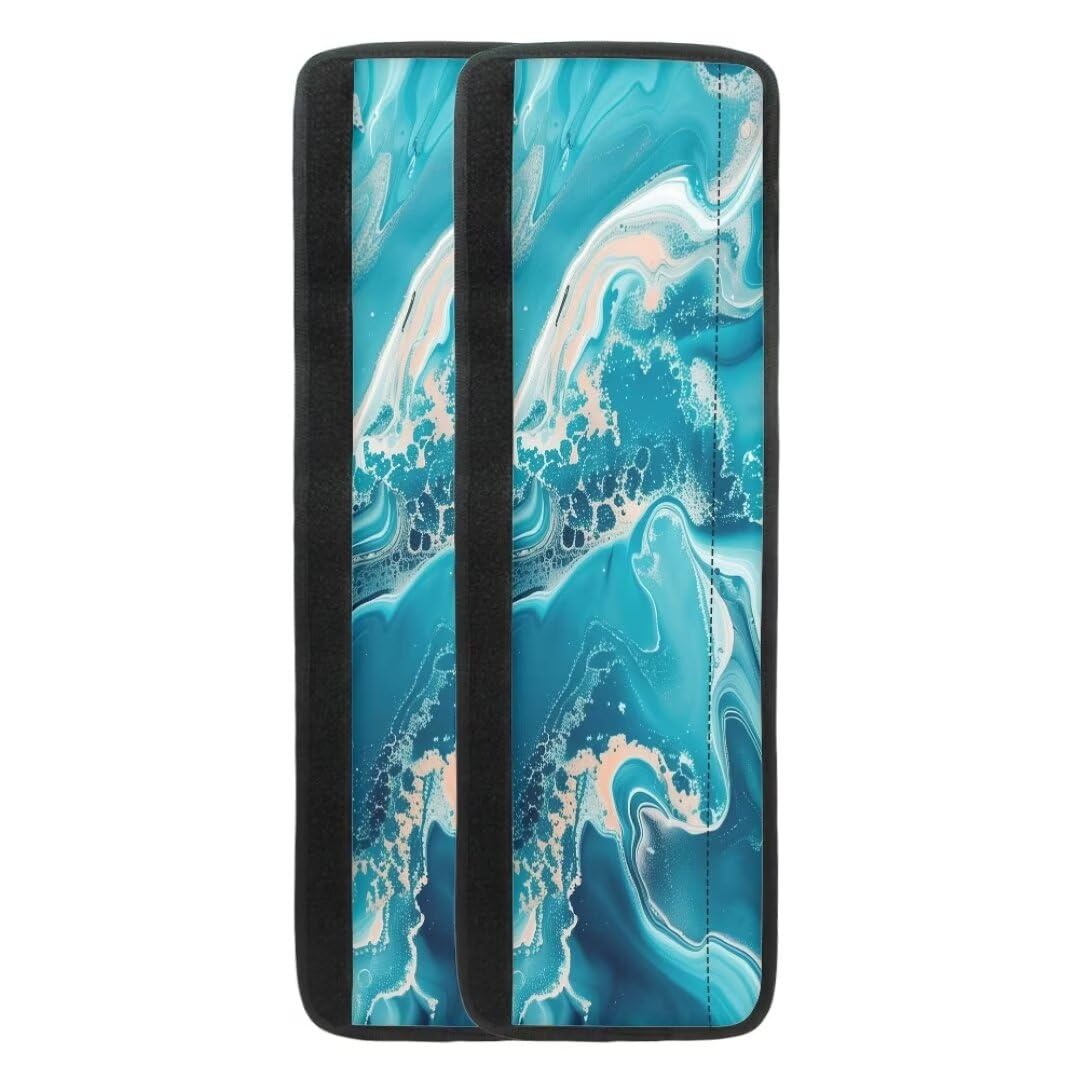 Aqua Marble Print Refrigerator Door Handle Covers - Anti-Skid Kitchen Appliance Protectors for Fridge & Oven - Fingerprint Resistant Decor Gloves (Perfect for Modern Kitchens & Home Organization)