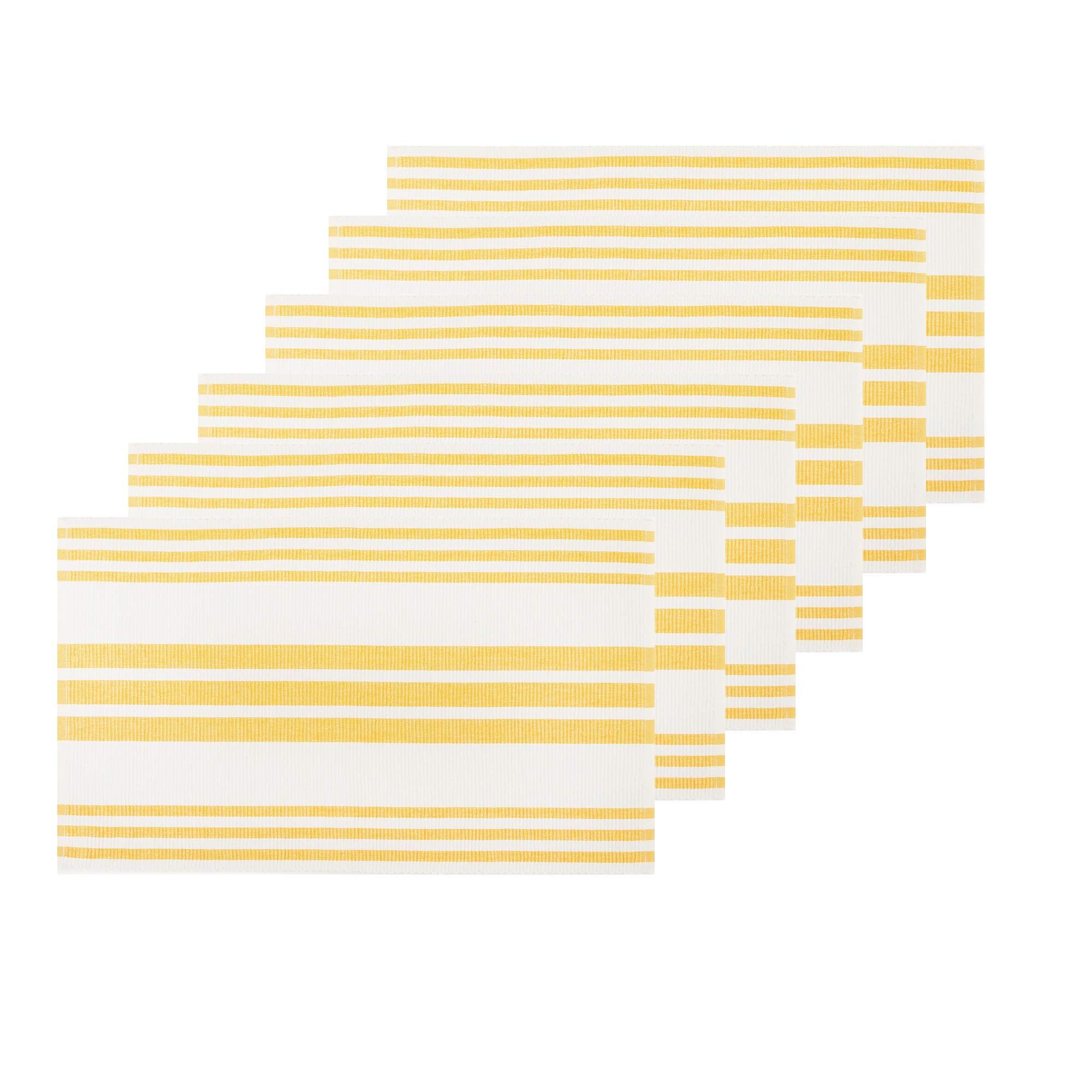 REDEARTH Yarn Dyed Ribbed Woven Cotton Placemats Set of 6 - 100% Cotton Table Linen for Dining Table, Coffee Table, Console & Dresser (14x20 Inches, Mustard) | Perfect for Holiday Dinners, Family Gatherings & Home Decor