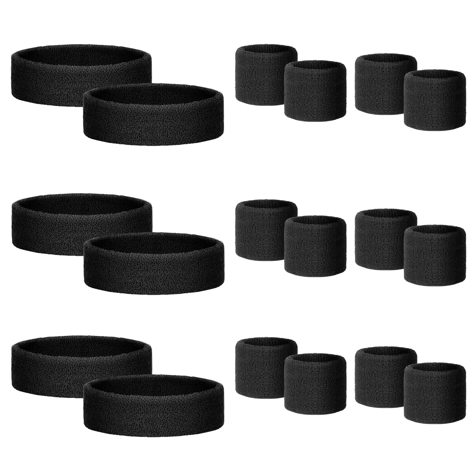 18 Pcs Kids Sweatbands Set - Colorful Elastic Headbands & Wristbands for Sports, Moisture Wicking for Team Activities, Basketball, Football, Running, Gym & Workout - Perfect for Youth Sports Teams, School PE Class & Family Fitness Fun