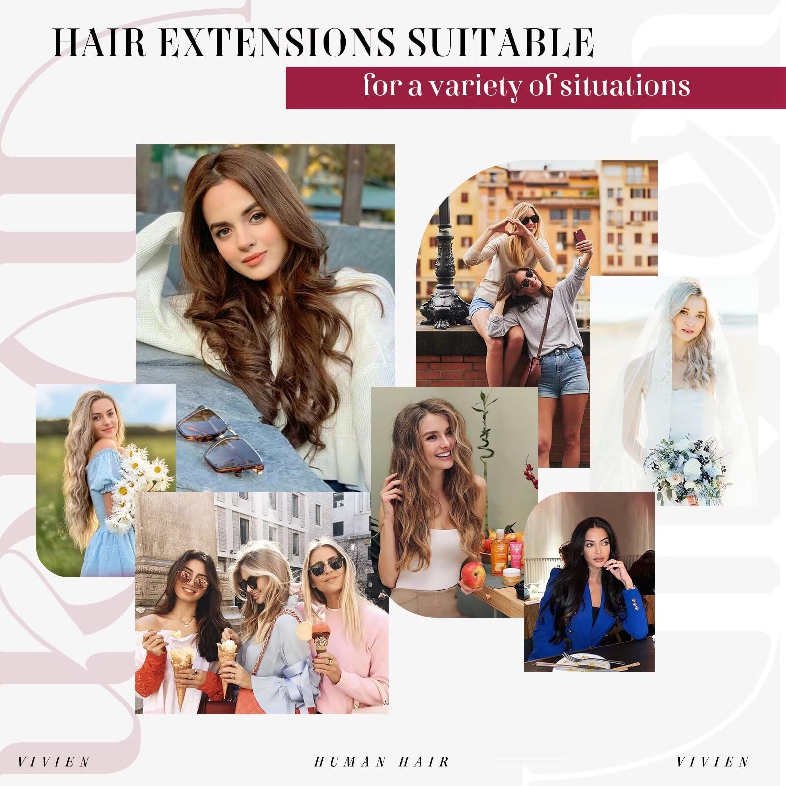 Vivien Black Clip-In Remy Hair Extensions 18 Inch – Real Human Hair, Jet Black, Double Weft, Invisible Clip, 7pcs (120g) for Natural Volume & Length – Perfect for Parties, Weddings & Daily Styling