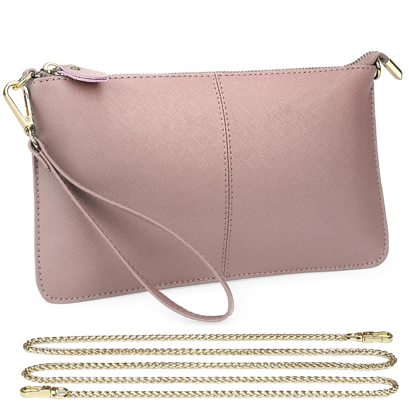 Uromee Genuine Leather Wristlet Wallet Clutch for Women - Crossbody Bag with Detachable Shoulder Strap - Perfect for Parties, Travel & Everyday Use