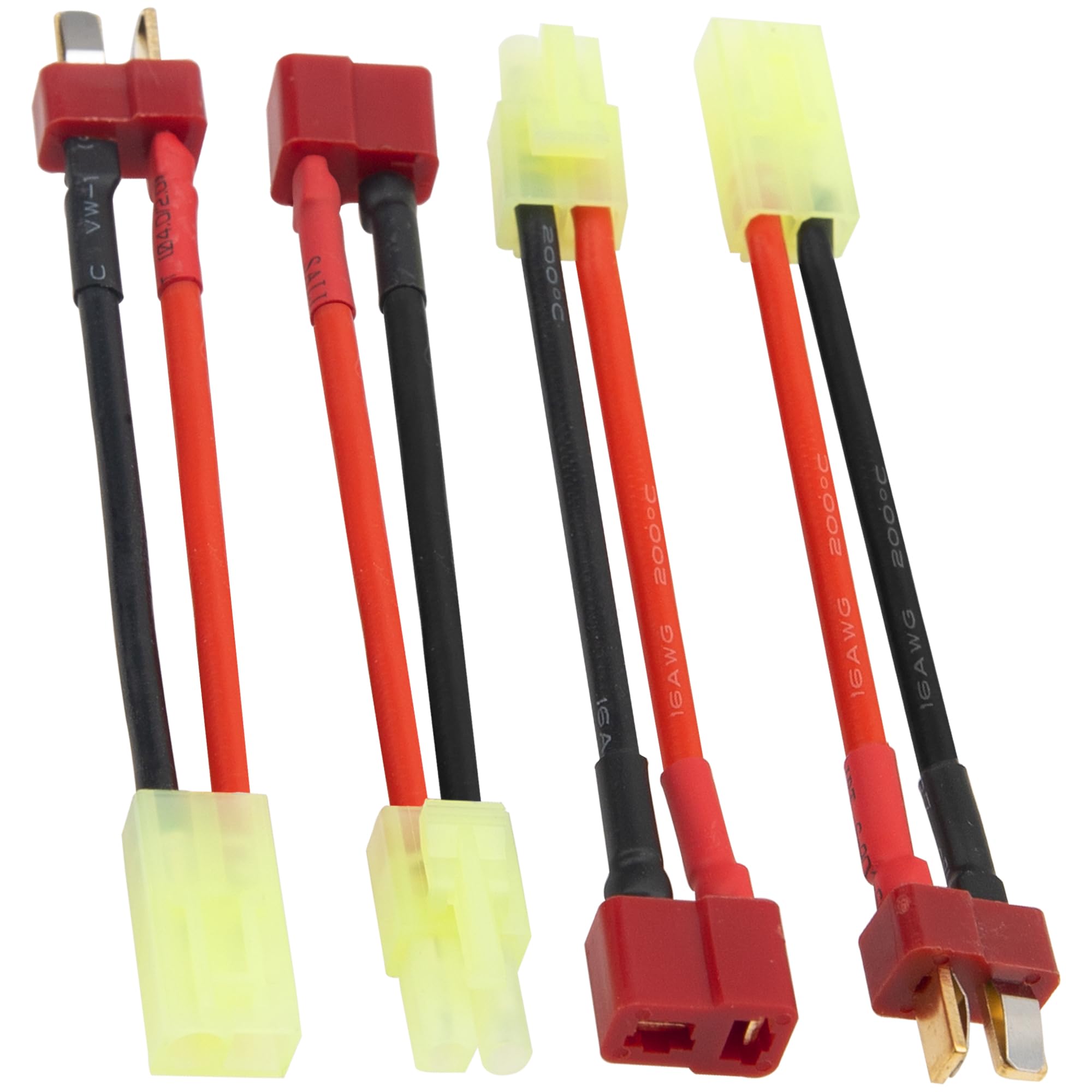 2 Pairs ShareGoo Mini Tamiya to Deans T Plug Adapter - 16AWG Silicone Cable (3.14