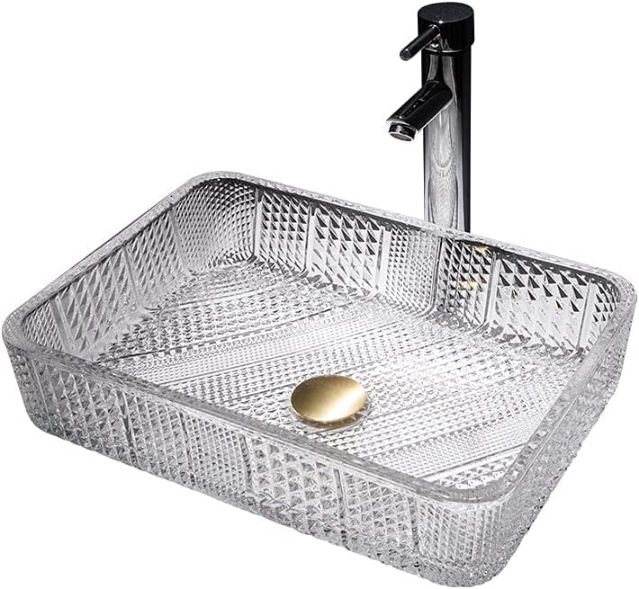 Crystal Glass Vessel Sink - Glossy Bathroom Vanity Basin (445x330mm) for Modern Washrooms