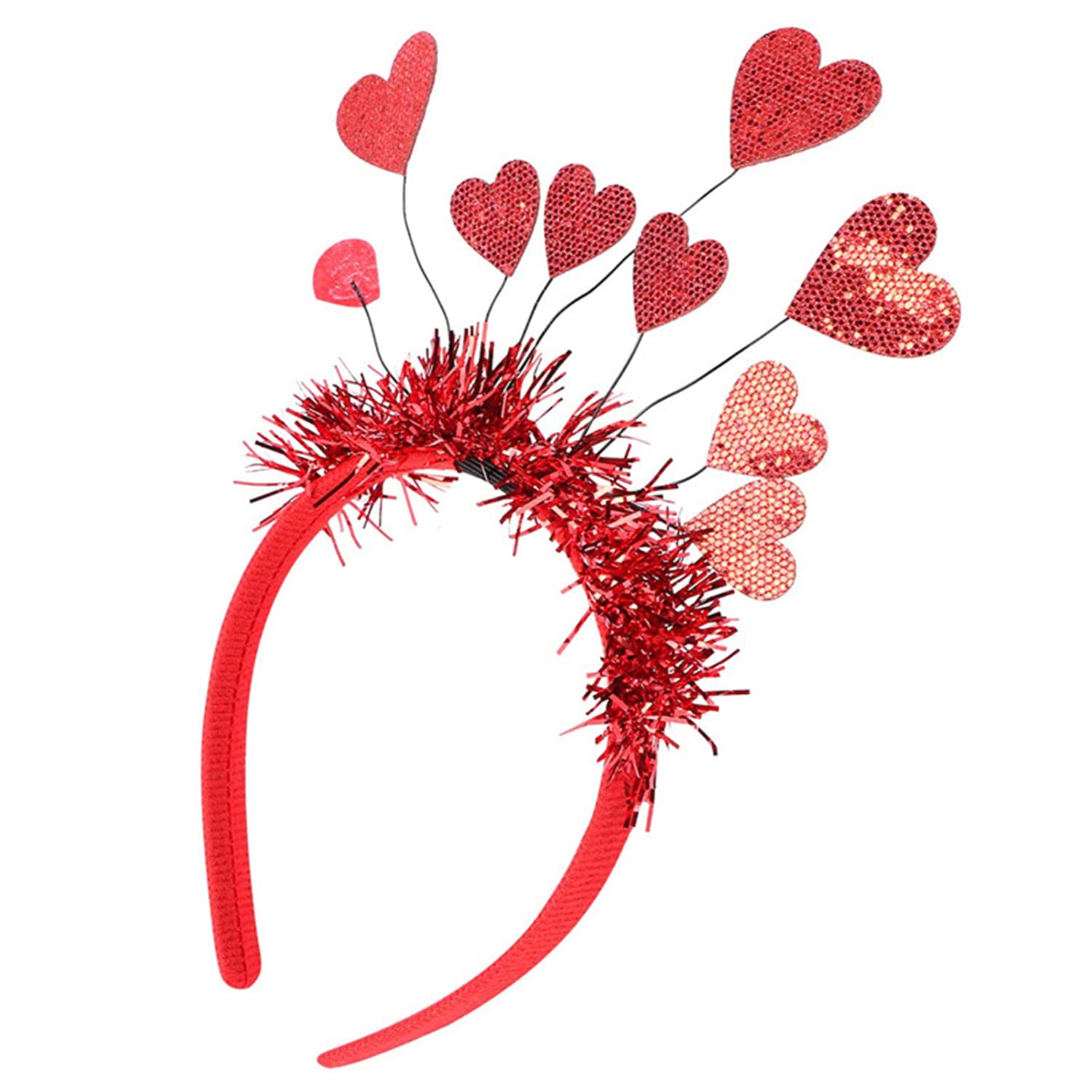 Valentine's Day Heart Headbands - Red Glitter Love Hair Accessories with Sequins for Women & Girls | Perfect for Valentine's Day, Weddings, Birthdays & New Year Parties | Fun Party Favors & Gift Ideas