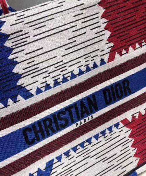 Dior Book Tote Bag - Embroidered Canvas French Flag Luxury Handbag for Women | Perfect for Travel, Work & Everyday Use