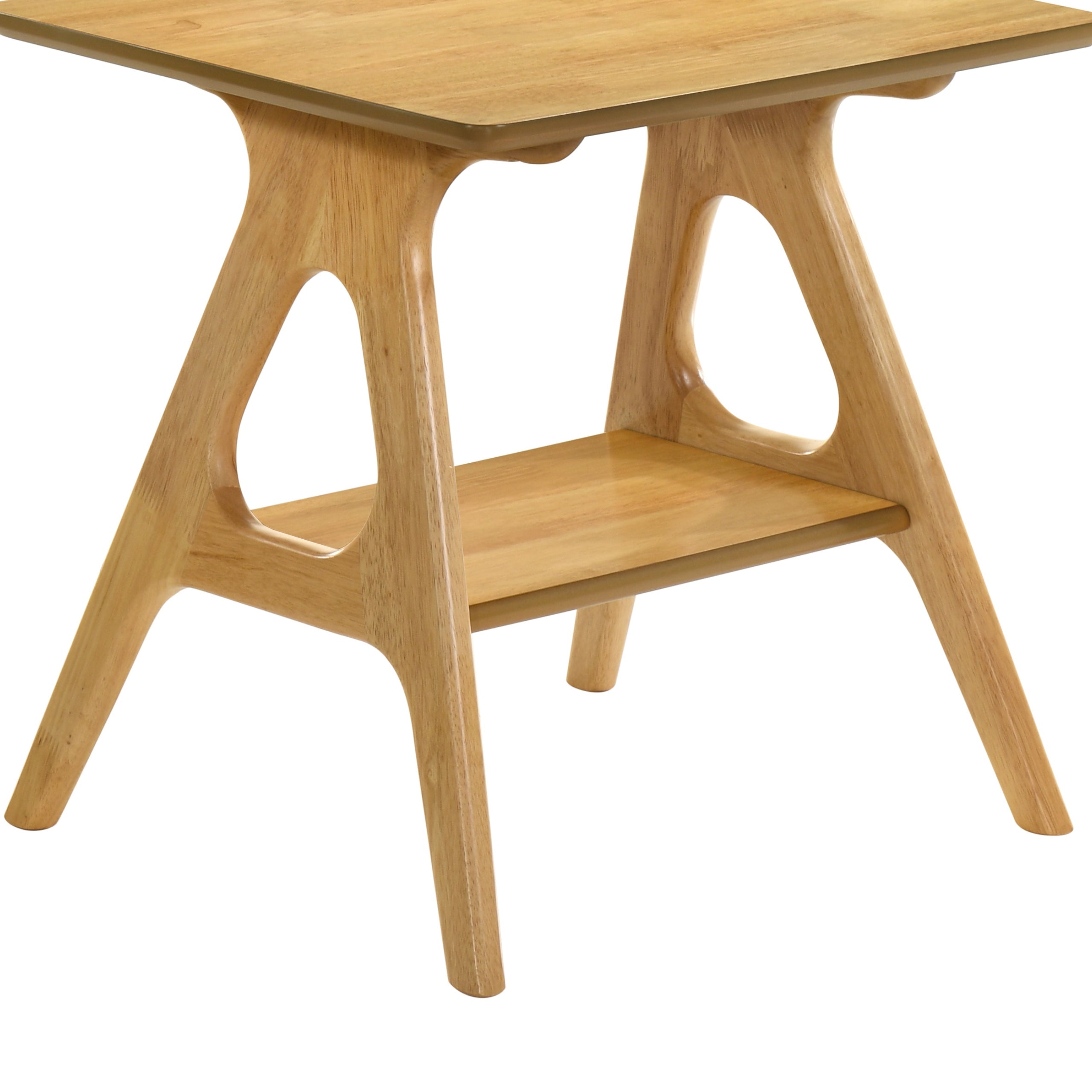 Roundhill Furniture Arona Mid Century Modern Wood Shelf End Table - Stylish Living Room Side Table with Storage for Books & Decor | Perfect for Small Spaces, Apartments & Bedrooms