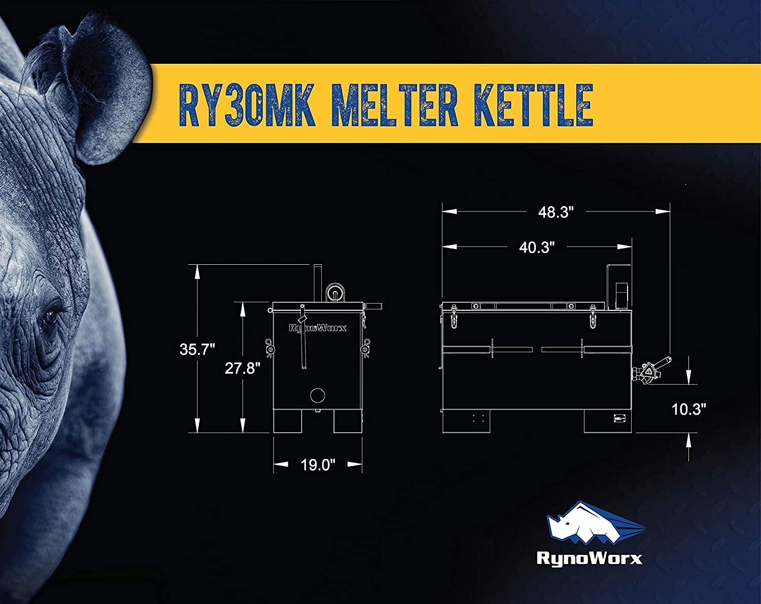RY30MK 30 Gallon Crack Sealant Melter Kettle - Heavy Duty Rubberized Asphalt Crack Filler Machine for Driveway & Pavement Repair | Durable Construction for Professional Road Maintenance