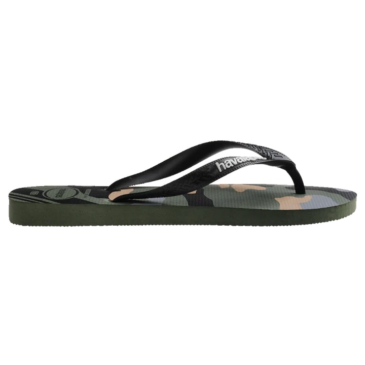 Havaianas Top Camu Flip Flops for Women - Comfortable Olive Green & Black Sandals - Perfect for Beach, Pool, and Summer Vacations