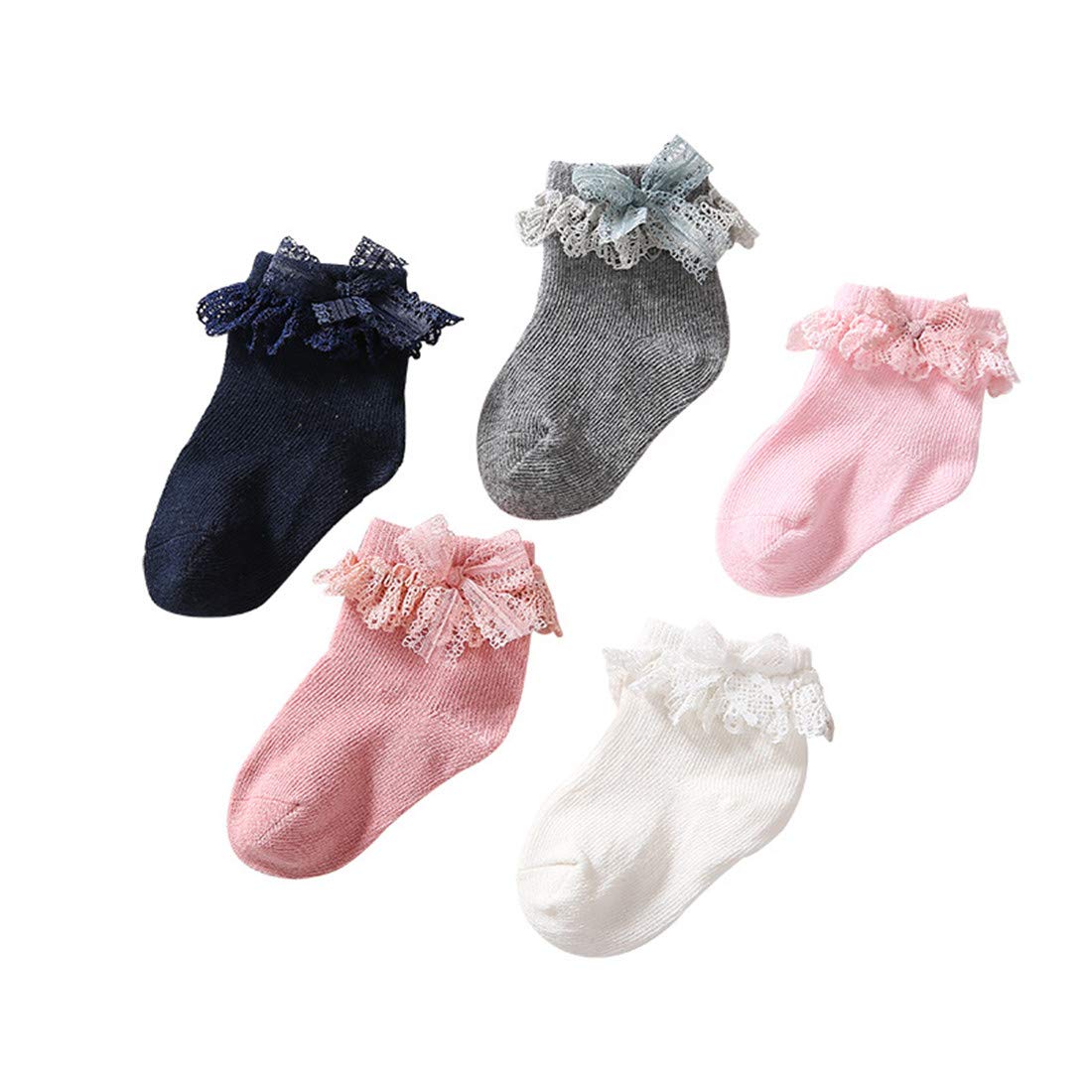 Behele Baby Girl Lace Socks for Newborn Infant Toddler - Soft Cotton Ankle Socks for Little Girls - Perfect for Photoshoots, Parties & Everyday Wear