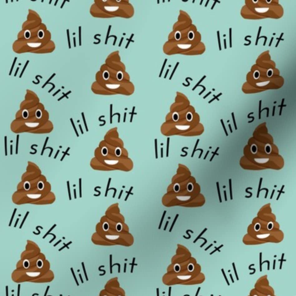Green Brown Poop Stool Printed Cotton Poplin Fabric - Cute Funny Bathroom Humor Toilet Mint Design for Sewing, Quilting, Dresses & Crafts | Perfect for DIY Home Decor, Funny Gifts & Quirky Apparel