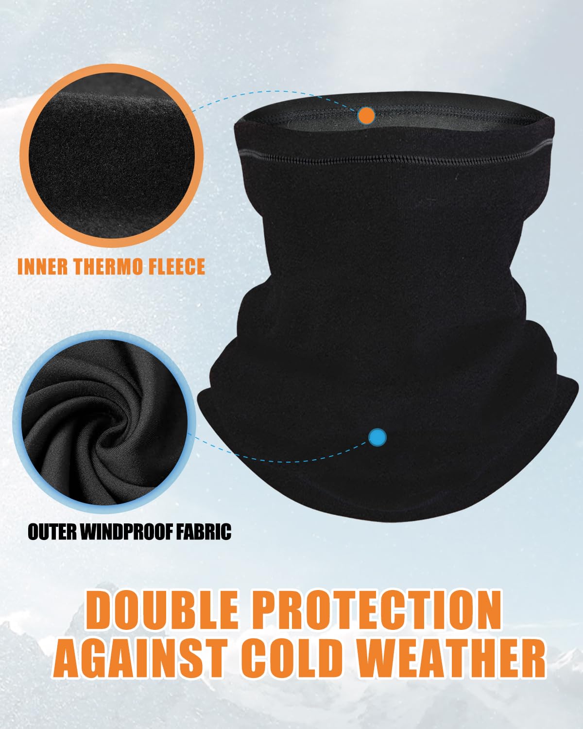 Fleece Neck Gaiter for Men & Women - Windproof Winter Face Cover & Ski Mask - Cold Weather Accessory for Outdoor Activities, Skiing, Snowboarding & Hiking