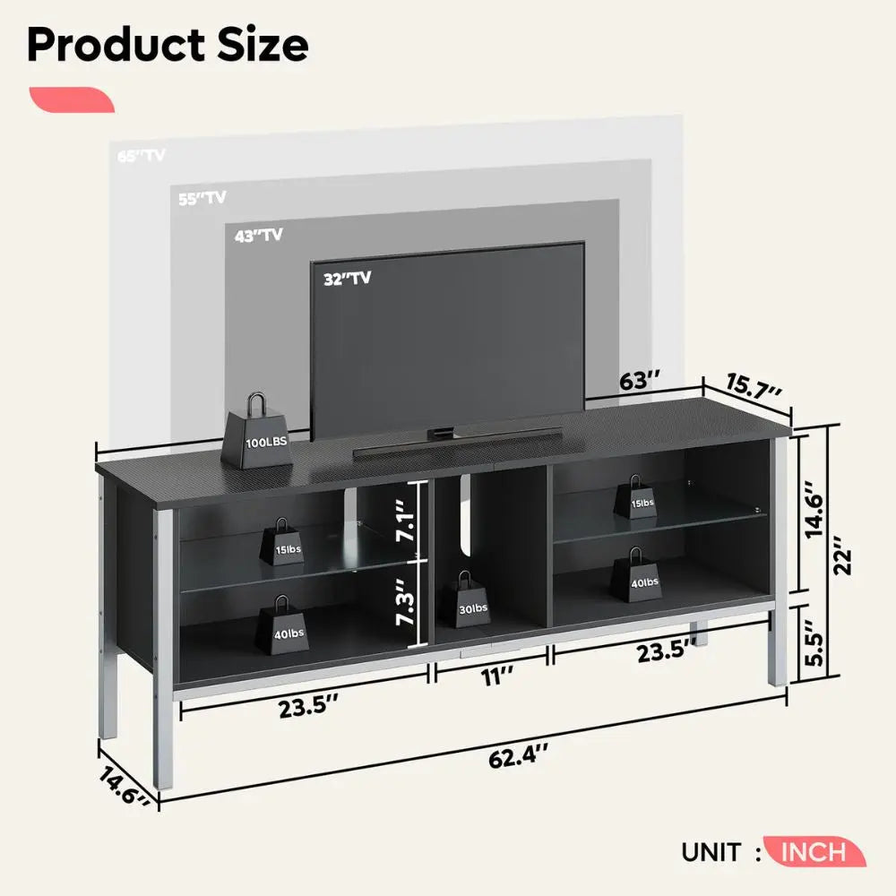Bestier 70 Inch TV Stand for Gaming - Entertainment Center with LED Lights for PS4, Xbox & PC - Perfect for Living Room, Bedroom & Game Room Setup