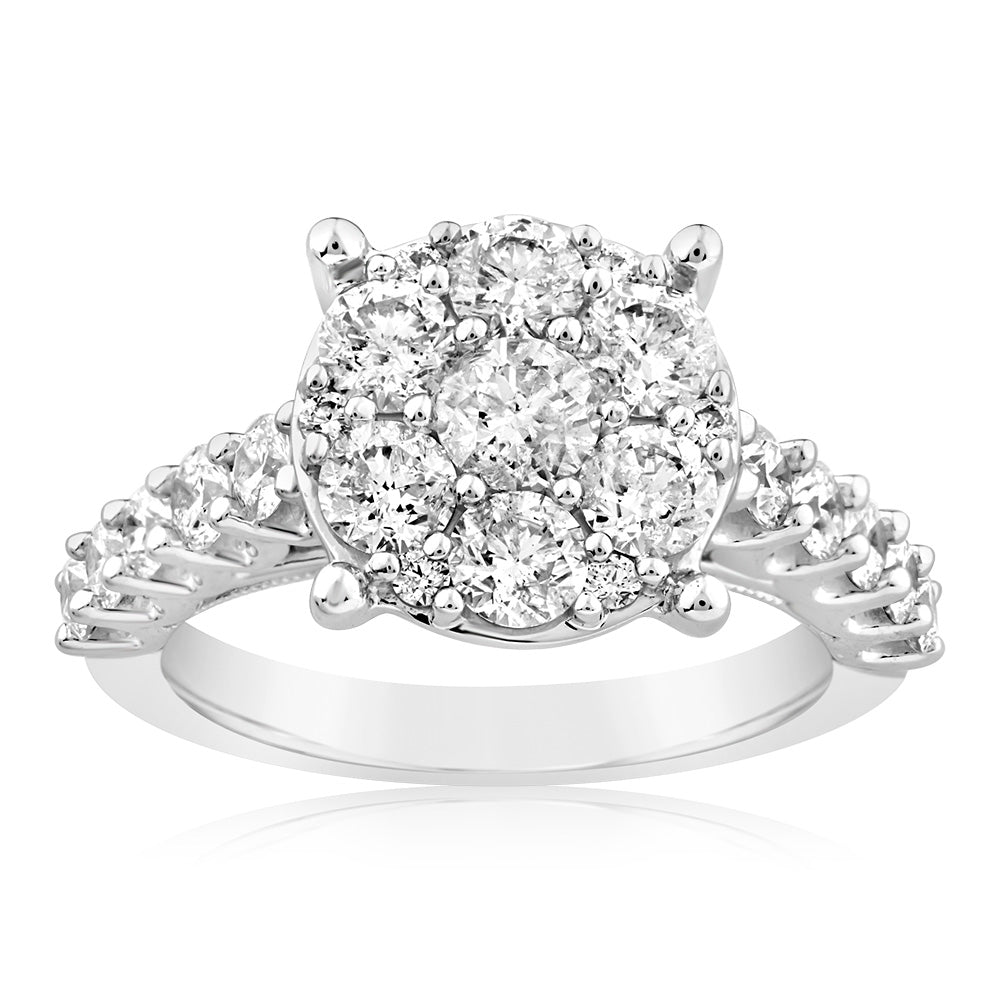 10ct White Gold Luminesce Lab Grown 2.3 Carat Diamond Ring for Women - Elegant Wedding, Engagement & Anniversary Jewelry Gift