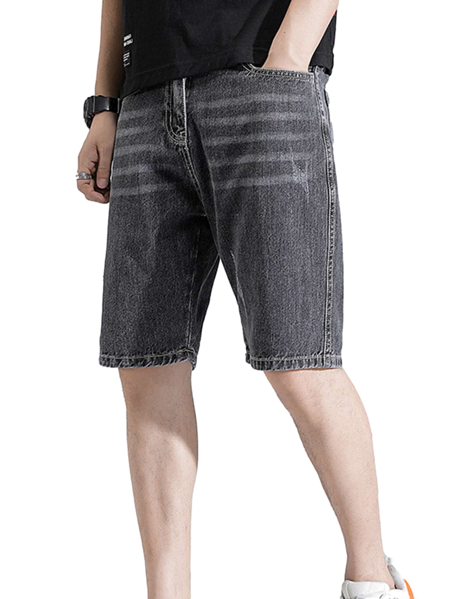Yeokou Men's Vintage Denim Shorts - Casual Button Fly Jean Shorts with Pockets | Perfect for Summer, Beach, and Outdoor Activities