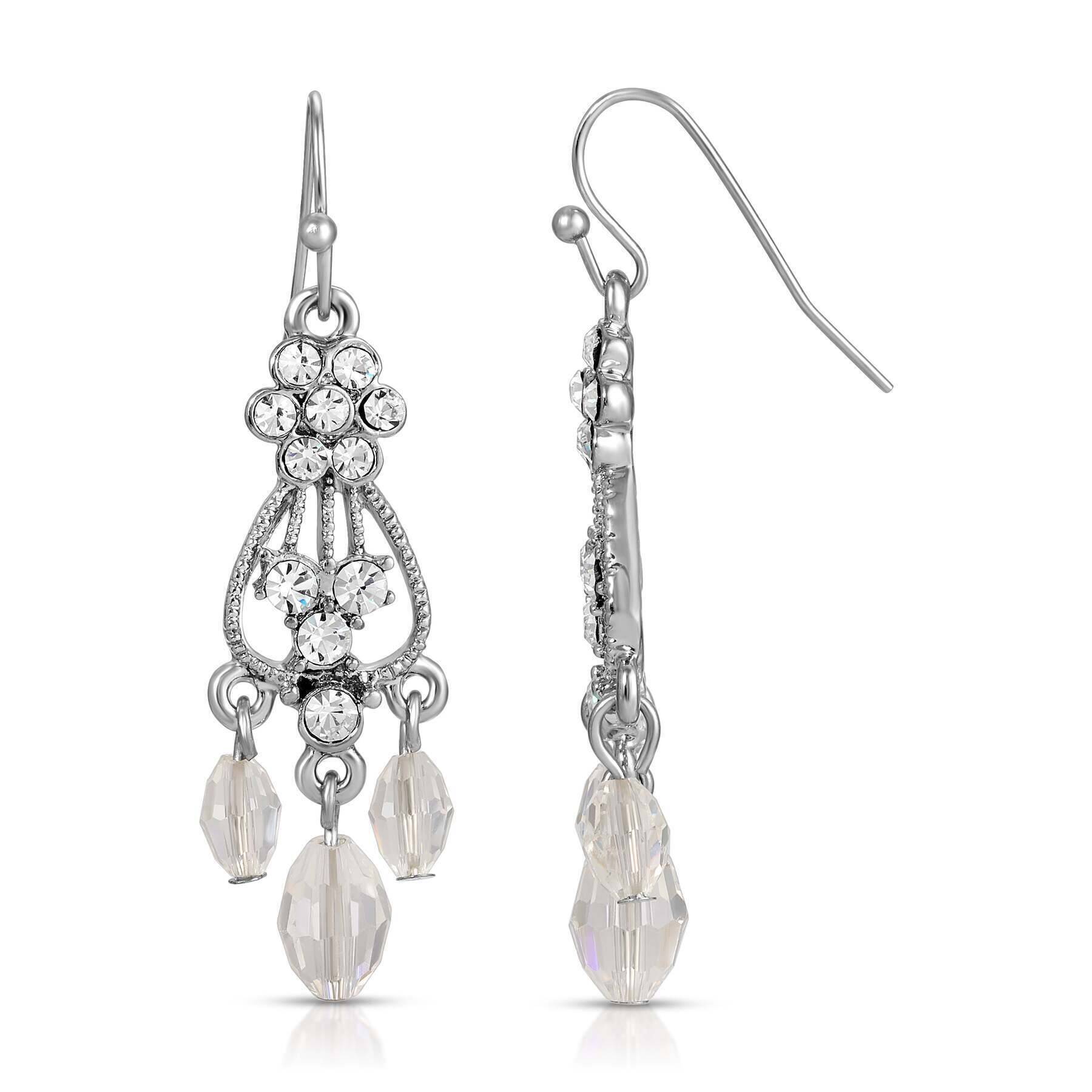 1928 Crystal Flower Beaded Drop Chandelier Earrings for Women - Vintage Dangle Earrings for Party, Wedding & Evening Occasions