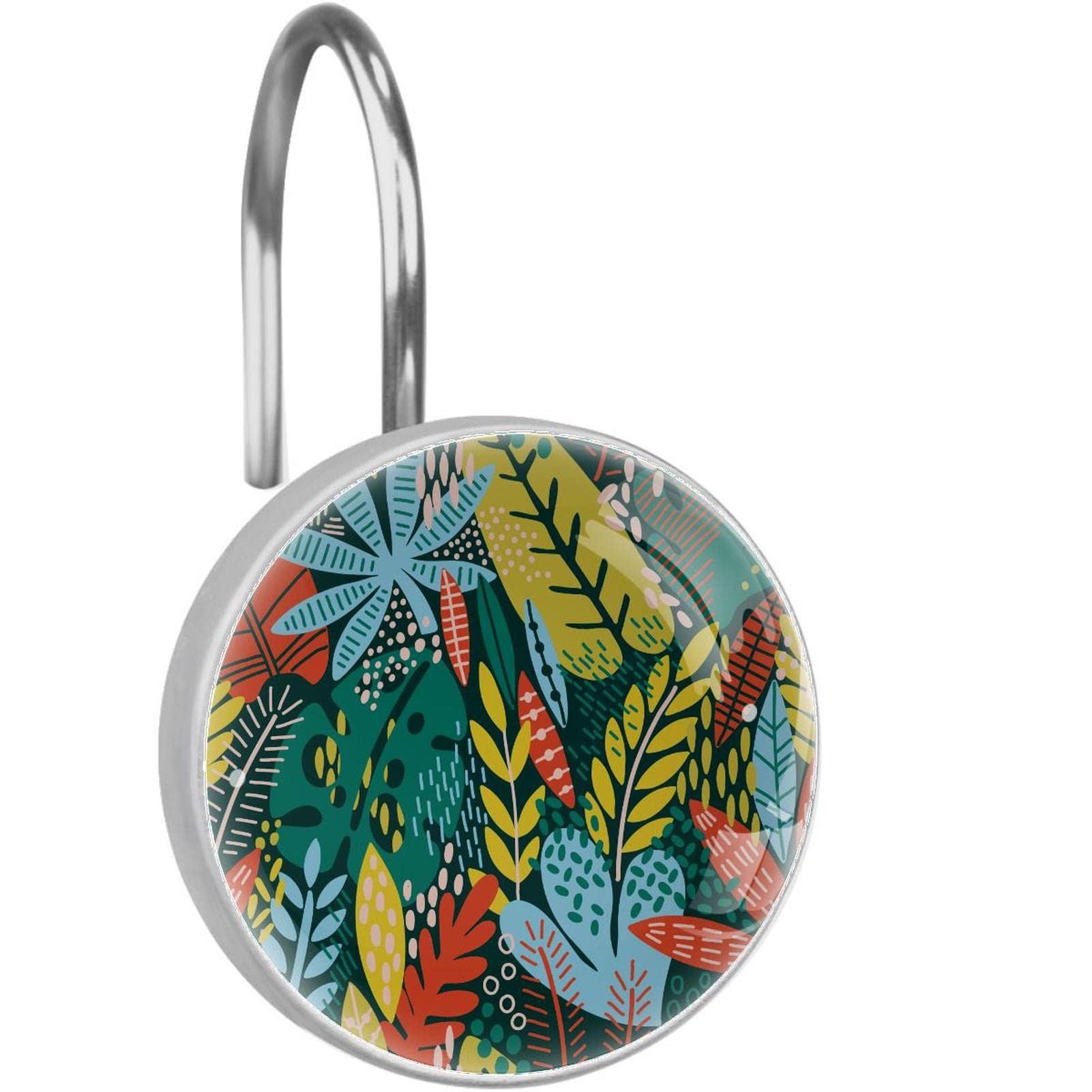 12-Pack Colorful Tropical Leaf Monstera Hooks - Decorative Coat, Towel & Shower Curtain Hooks for Bathroom, Bedroom & Entryway Organization