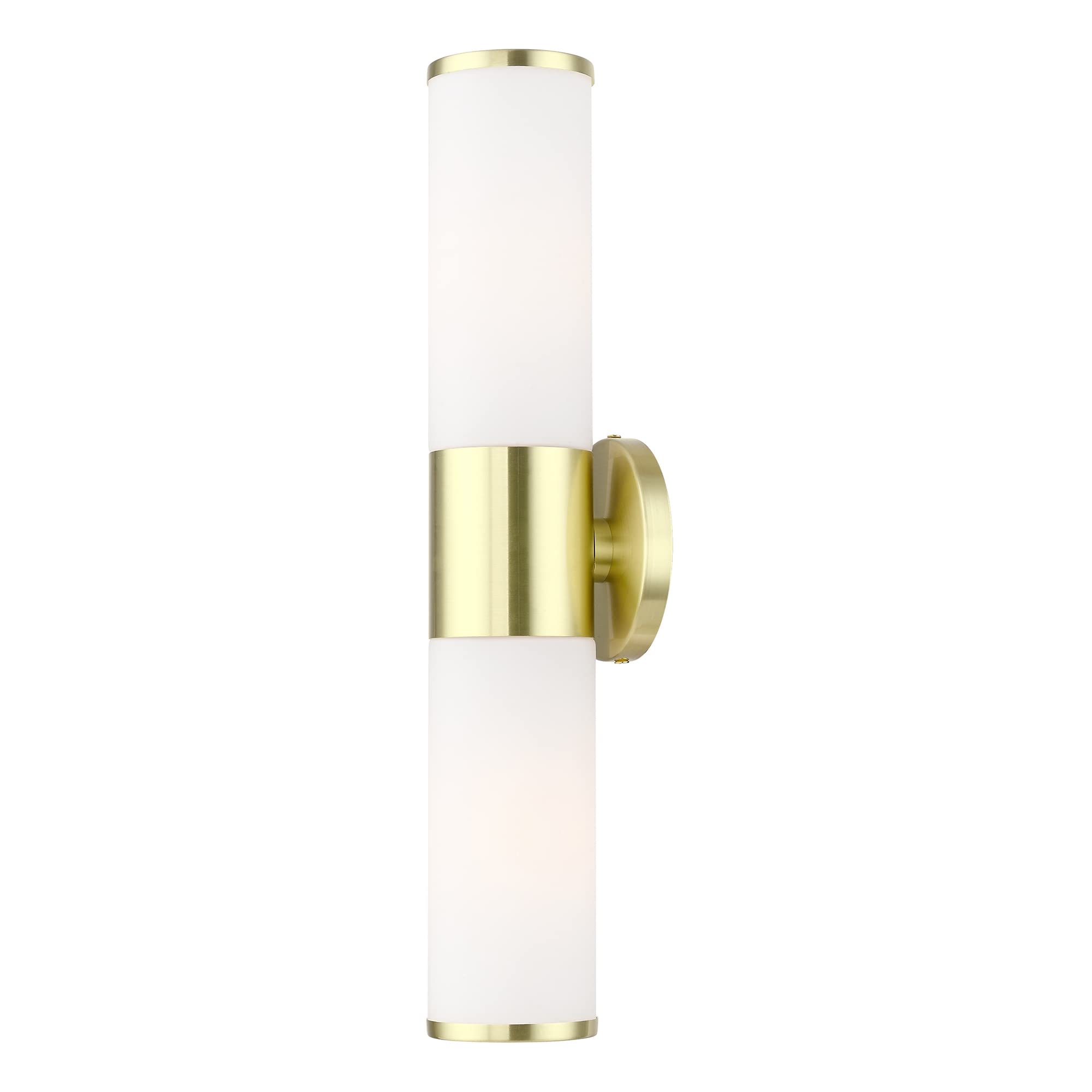 Livex Lighting 16562-12 Lindale 2 Light ADA Vanity Sconce in Satin Brass - 4.25 x 18.5 Inches - Perfect for Bathroom Mirror Lighting and Modern Home Decor