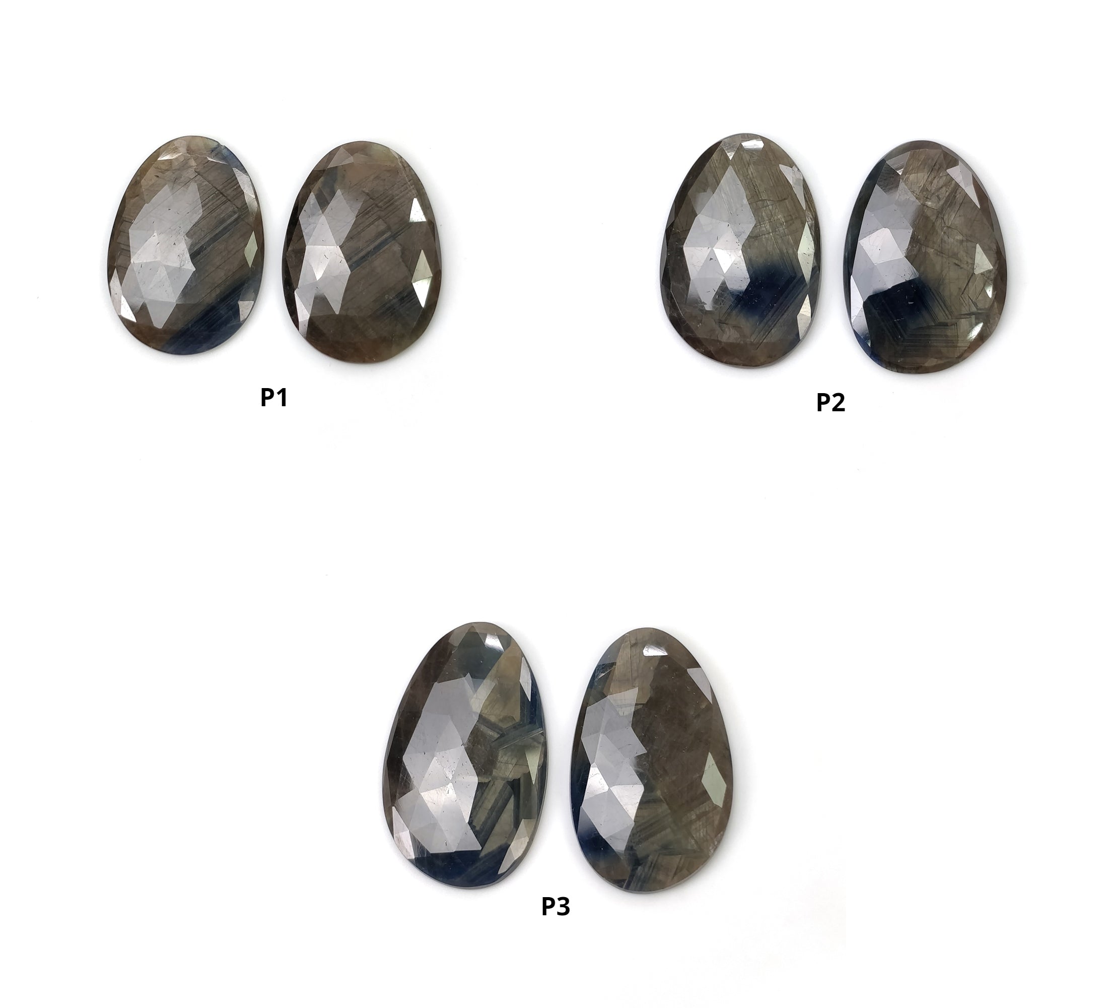 Natural Untreated Unheated Golden Brown Chocolate Blue Sheen Sapphire Gemstone - Rose Cut Egg Shape Pair for Jewelry Making, Engagement Rings & Unique Gifts