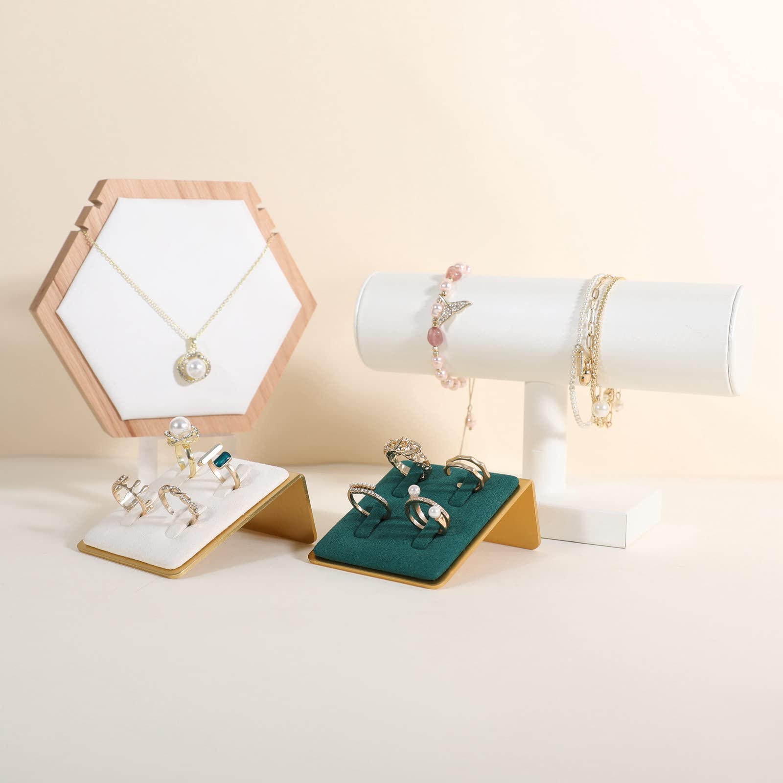 Green Velvet Ring Holder Display Stand - Elegant Jewelry Organizer for Rings, Earrings & Small Accessories | Perfect for Home, Wedding, Jewelry Store & Gift