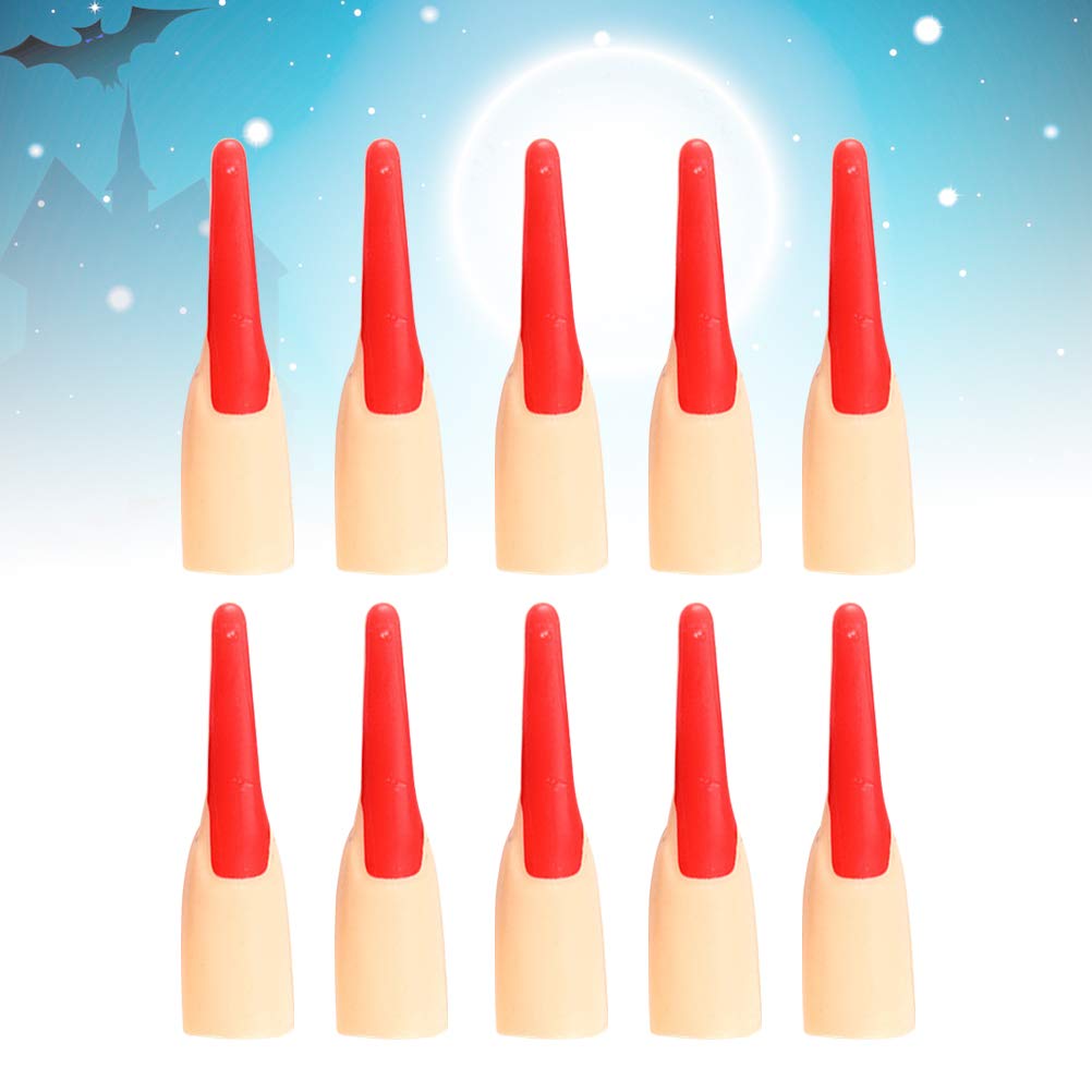 PRETYZOOM 10pcs Gothic Nail Art Rings - Zombie Fake Fingers, Witch Cosplay Props, Halloween Nail Decorations for Costume Parties, Masquerade & Nail Art Designs
