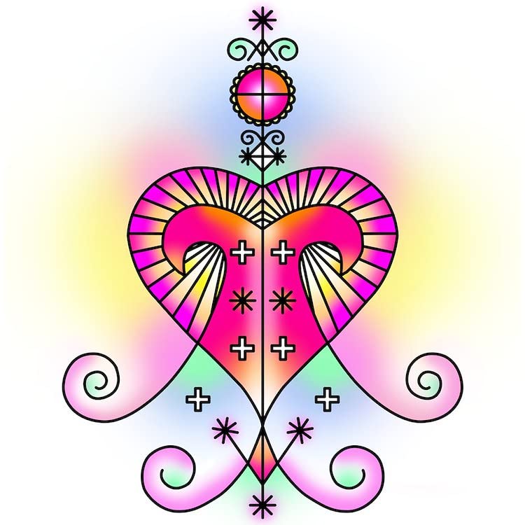 Voodoo Erzulie Veve Square Sticker - Waterproof Vinyl Bumper Sticker for Cars, Laptops & Windows - Perfect for Voodoo Altars, Hoodoo Decor & Spiritual Gifts