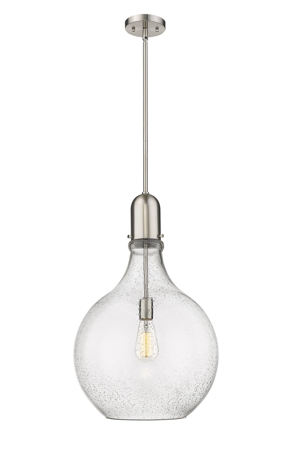Innovations 492-1S-SN-G584-16-LED Modern LED Pendant Light - Amherst Collection - Dimmable Hanging Fixture for Dining Room, Kitchen Island & Bedroom Lighting