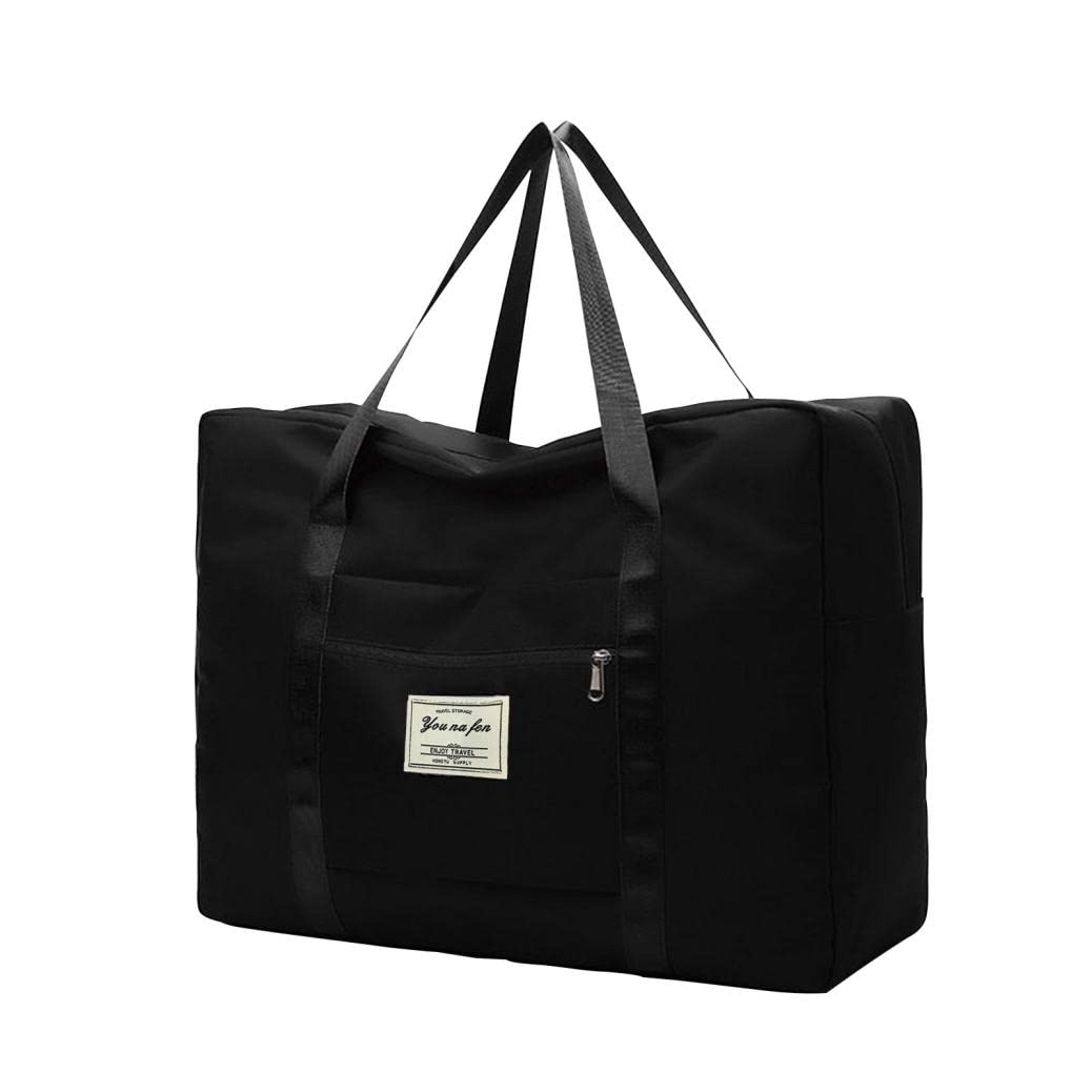 Foldable Expandable Travel Duffel Bag for Women - Lightweight Sports Tote Gym Bag Carry On Luggage - Perfect for Travel, Workout, Gym & Weekend Getaways (Black)