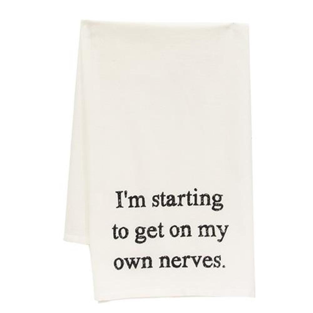 Funny Dish Towel - 'I'm Starting To Get On My Own Nerves' Kitchen Towel for Washing Dishes, Drying Hands & Decorating Kitchen