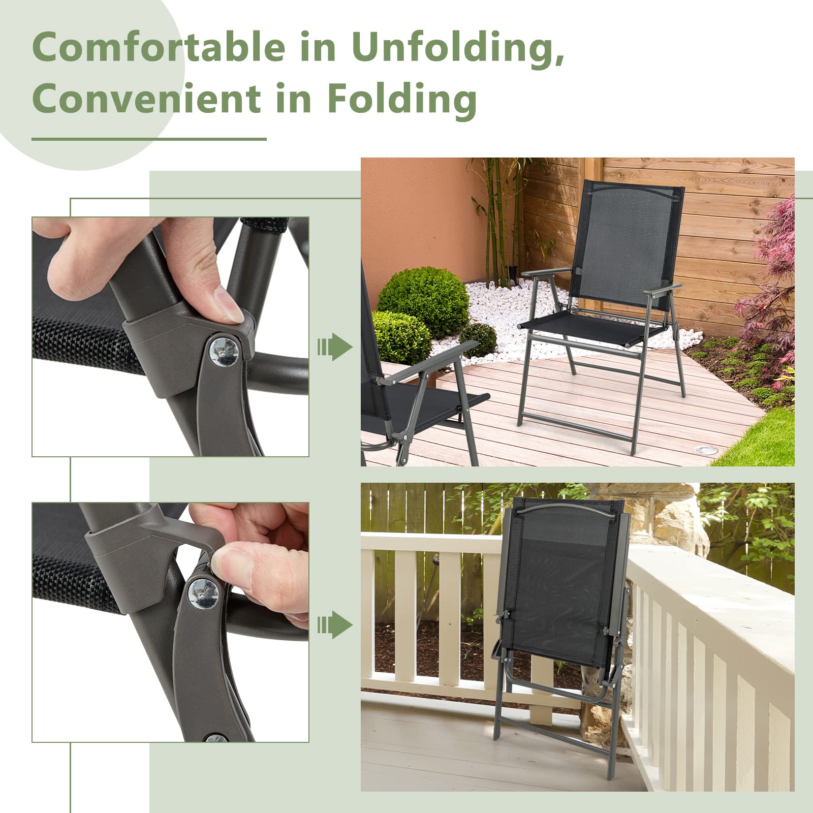 Giantex 2-Pack Patio Folding Chairs - Heavy Duty Outdoor Lawn Chairs with Rustproof Metal Frame, Portable Camping & Dining Chairs for Backyard, Garden, Deck, Porch - Perfect for Picnics, BBQs, and Outdoor Relaxation