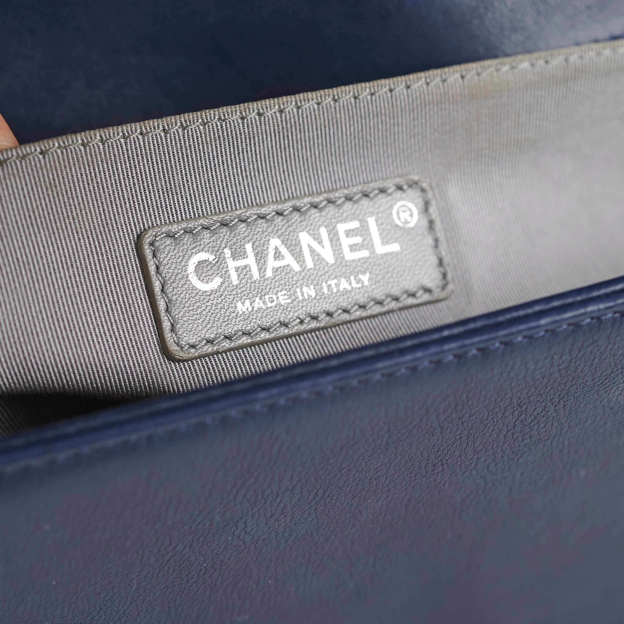 Chanel Boy Bag Old Medium Navy Blue Lambskin Leather Crossbody Bag for Women - Luxury Designer Handbag for Evening Parties, Date Night & Special Occasions