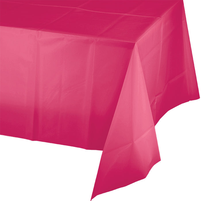 12-Pack Hot Magenta Plastic Table Covers 54