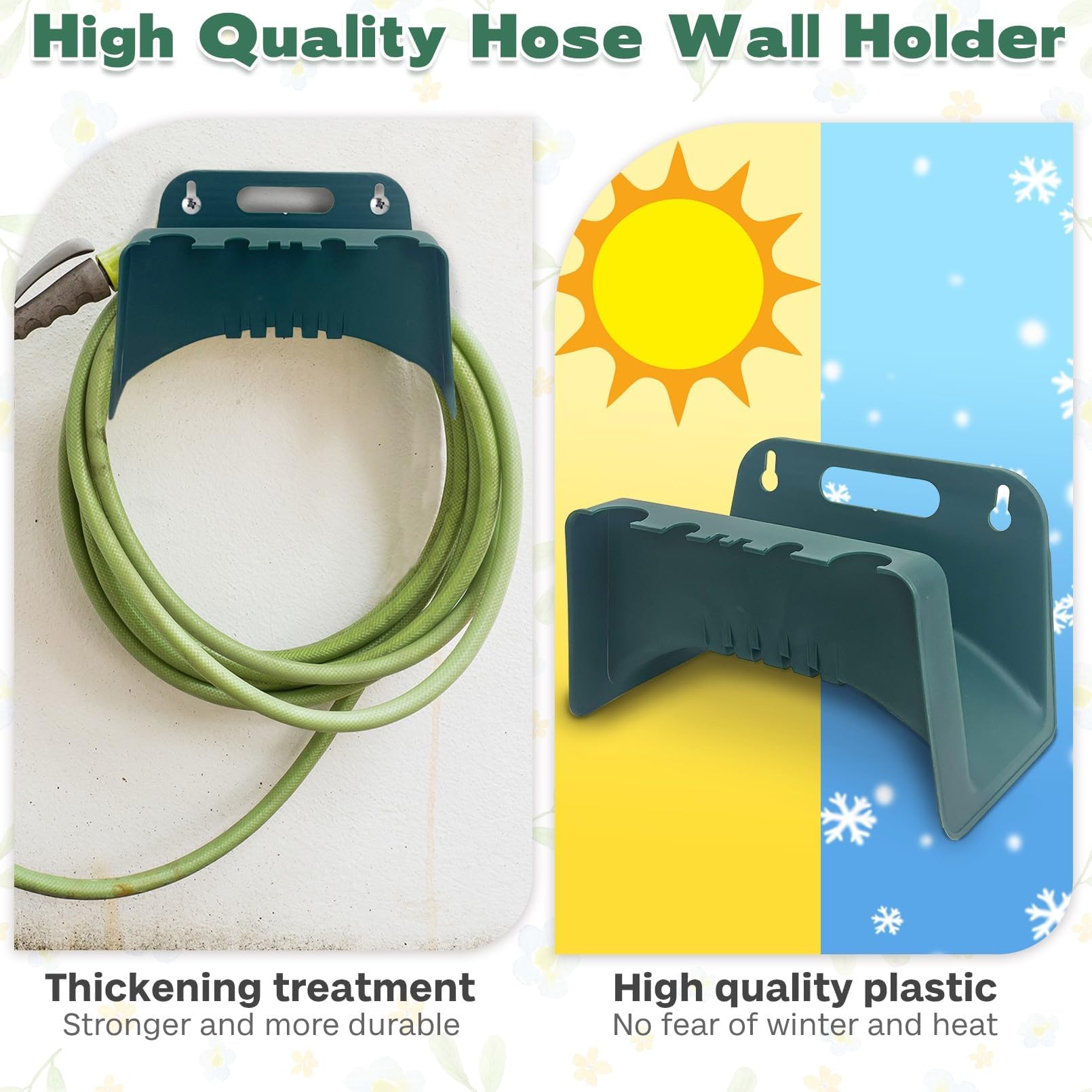 Kathson Garden Hose Hanger - Heavy Duty Wall Mount Hose Reel Organizer with Bracket | Durable Plastic Water Hose Storage Holder for Outdoor Yard, Lawn & Garden Use