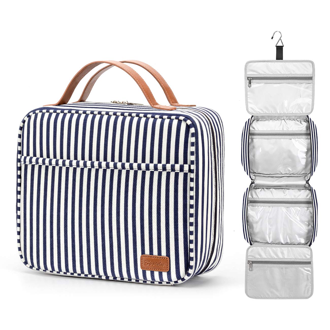 Bosidu Hanging Travel Toiletry Bag for Women - Large Capacity Cosmetic Organizer with 4 Compartments & Sturdy Hook - Perfect for Travel, Daily Use, Christmas Gifts - Ideal for Bathroom, Gym, Camping & Business Trips