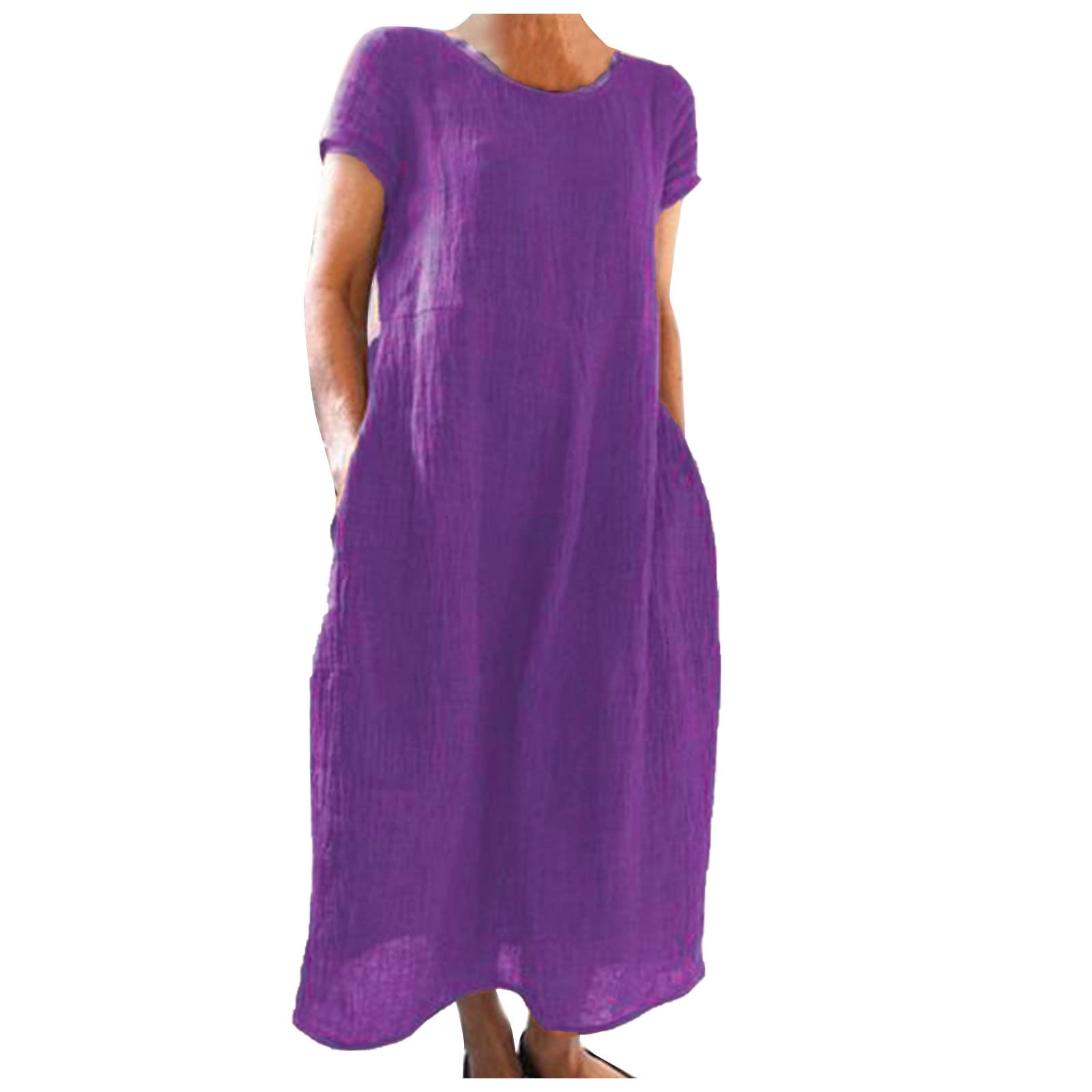 Women's Button Down Long Sleeve V-Neck Oversized Shirt Dress - Plain Maxi Casual Loose Beach Dress for Vacation, Summer Outings and Everyday Wear