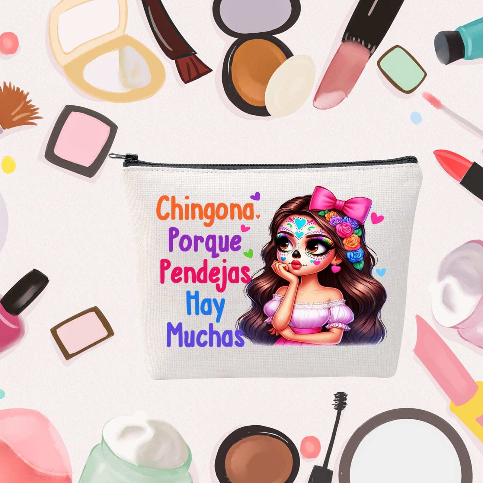 Funny Chingona Festival Makeup Bag - Perfect Gift for Chingona Lovers & Mexico Enthusiasts - Great for Travel, Cosmetics & Festival Accessories