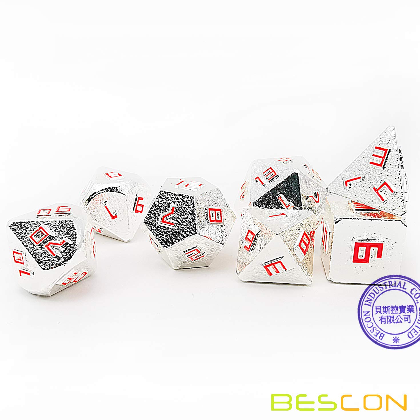 Bescon Silver-Ore Lode Solid Metal Dice Set - Premium Raw Metal Polyhedral D&D RPG 7-Piece Dice Set for Tabletop Gaming, Dungeons & Dragons, Pathfinder & Roleplaying Games